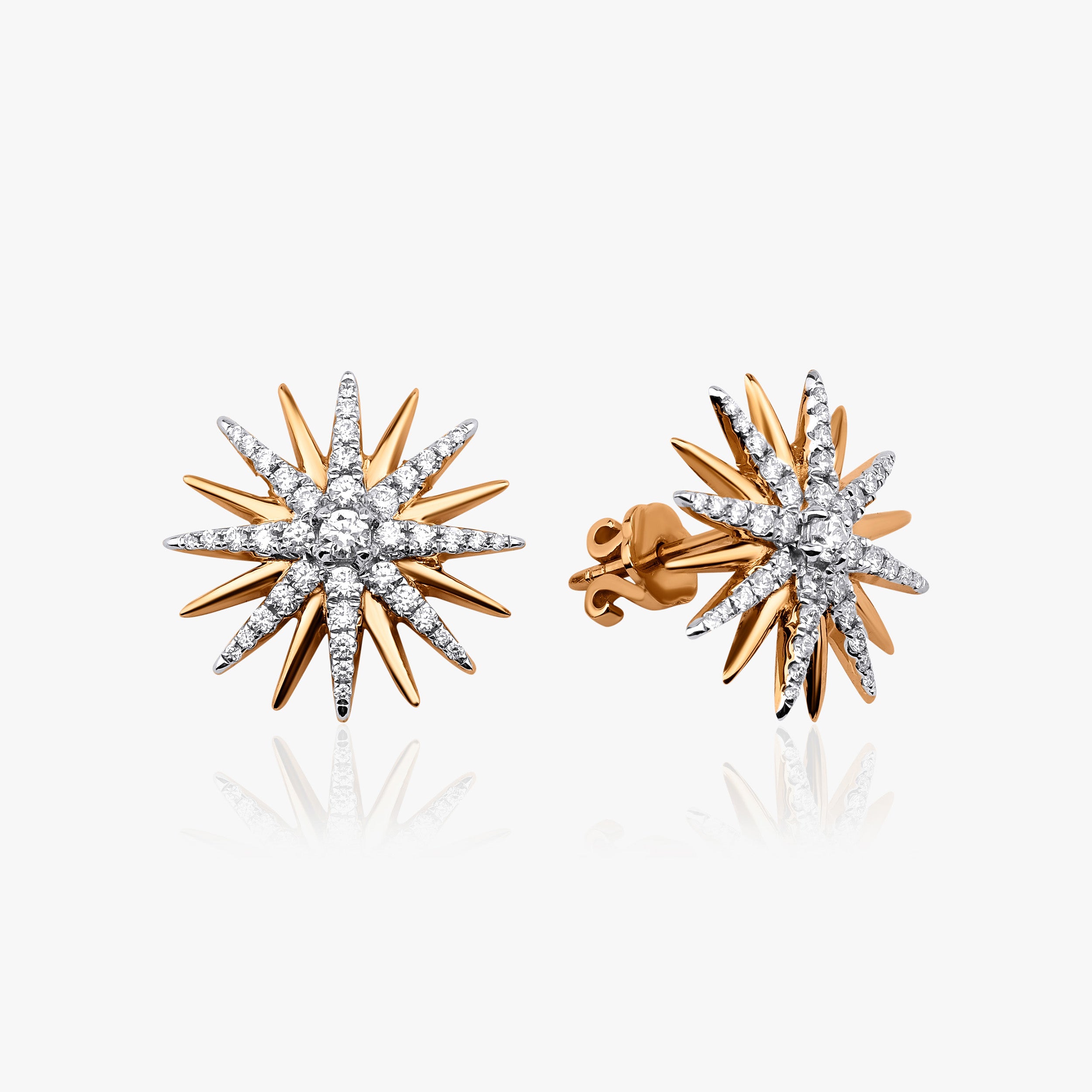 Diamond Starburst Earrings Available in 14K and 18K Gold