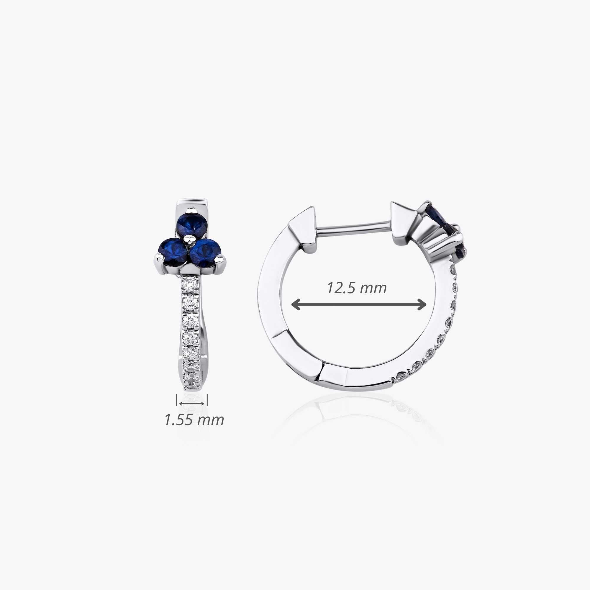 Sapphire Trio Hoop Earrings Available in 14K and 18K Gold