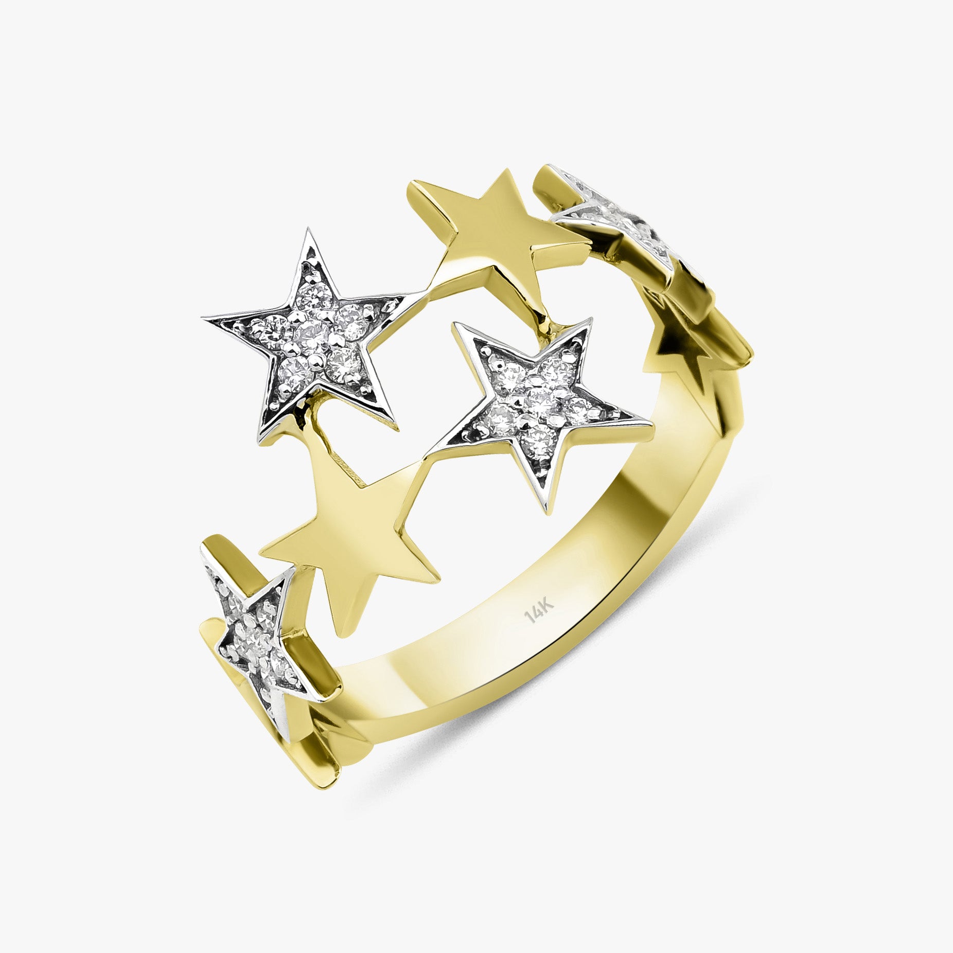 Diamond Star Ring in 14K Gold
