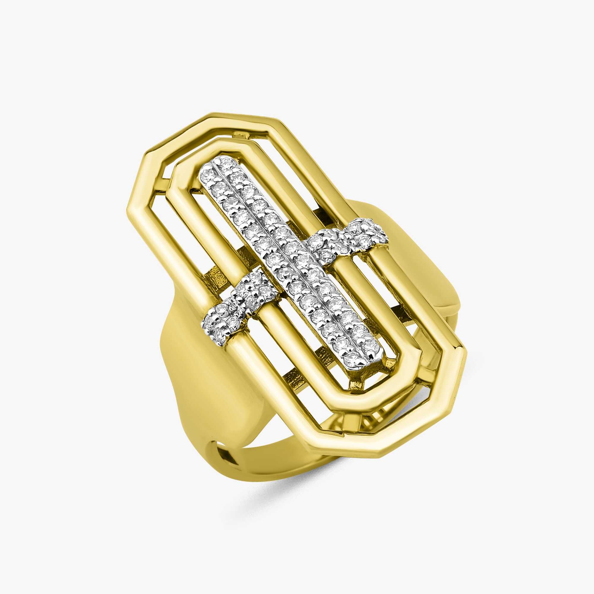 Diamond Cross Ring in 14K Gold