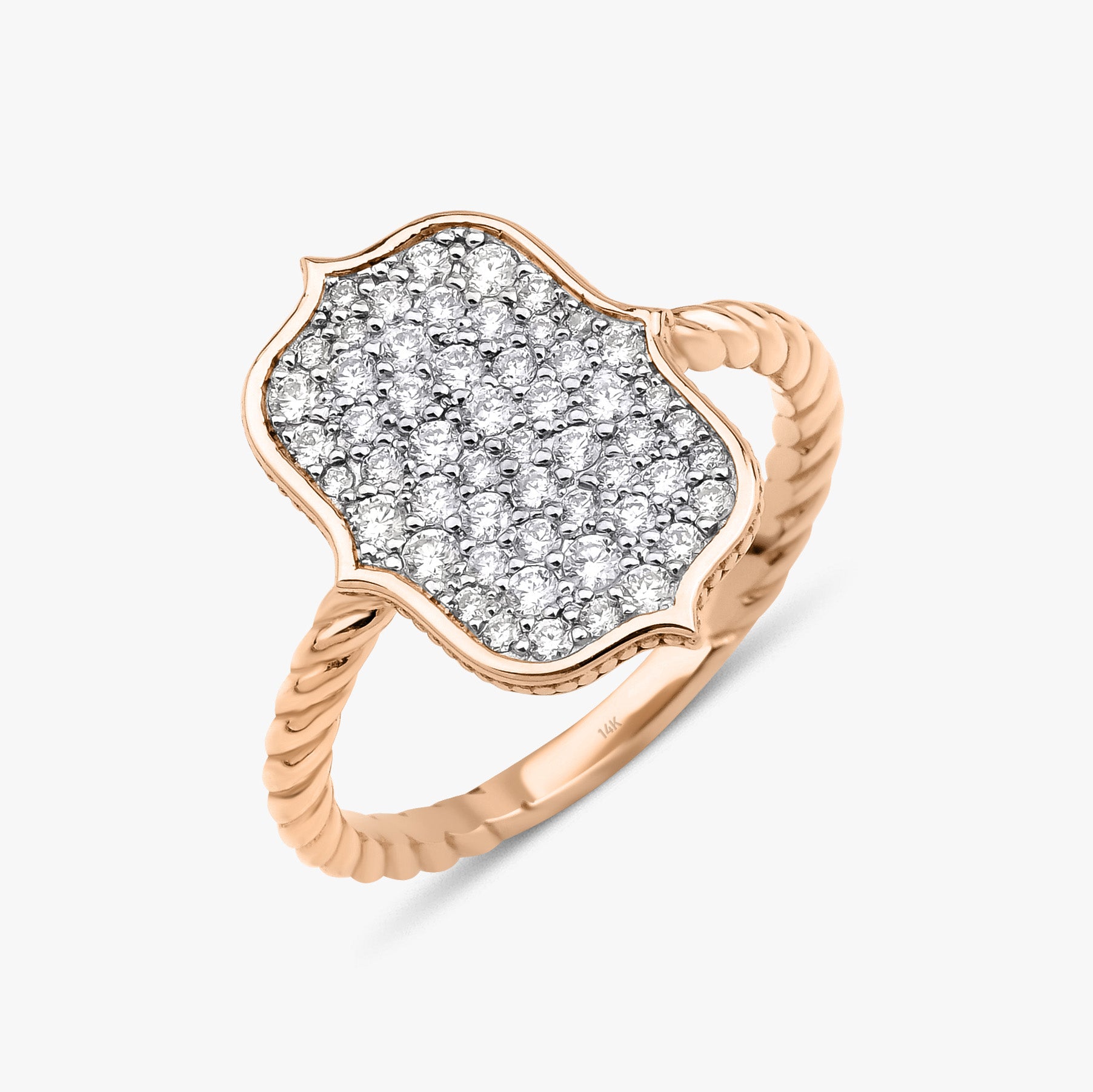 Micro Pave Set Unique Diamond Ring in 14K Gold