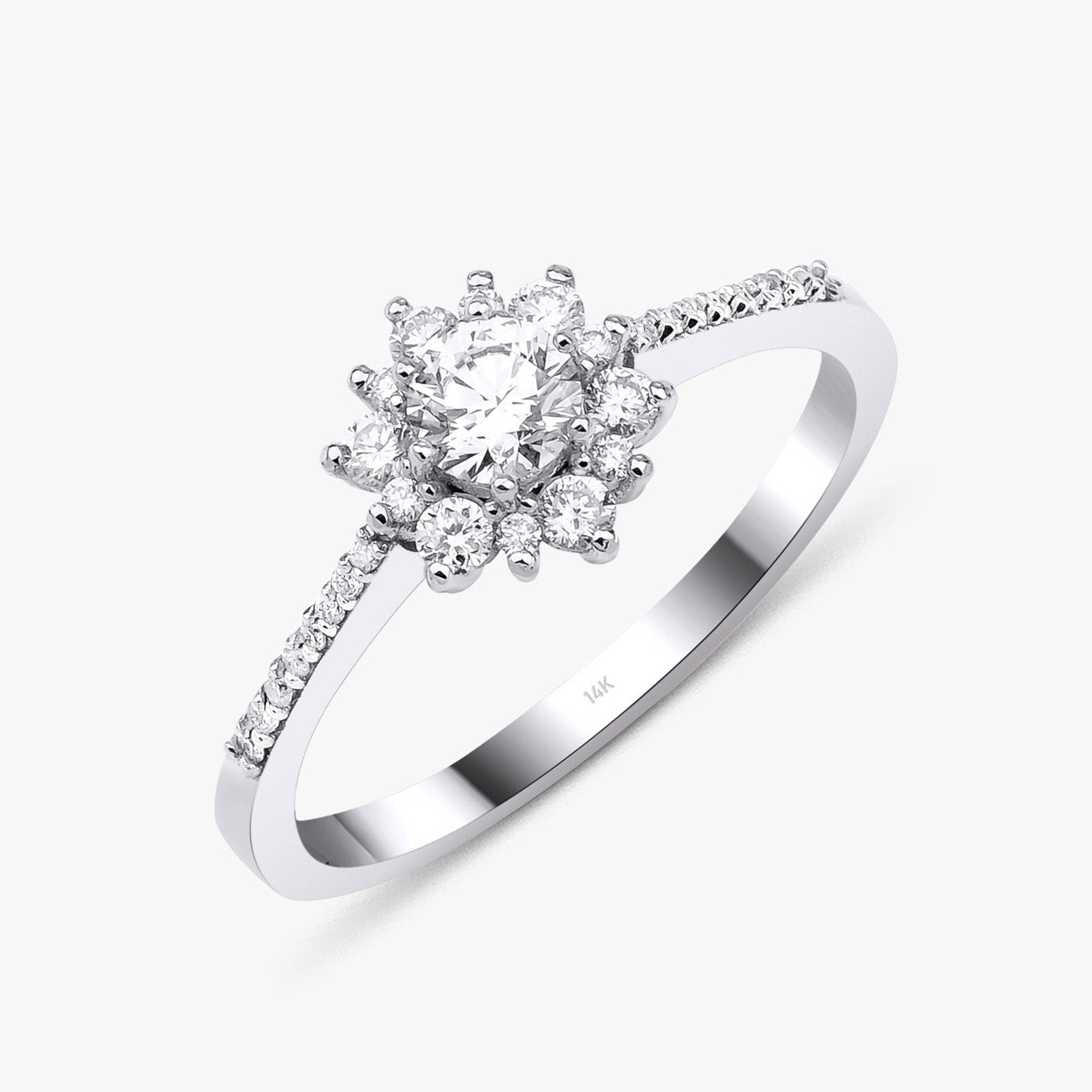 Diamond Flower Ring in 14K Gold