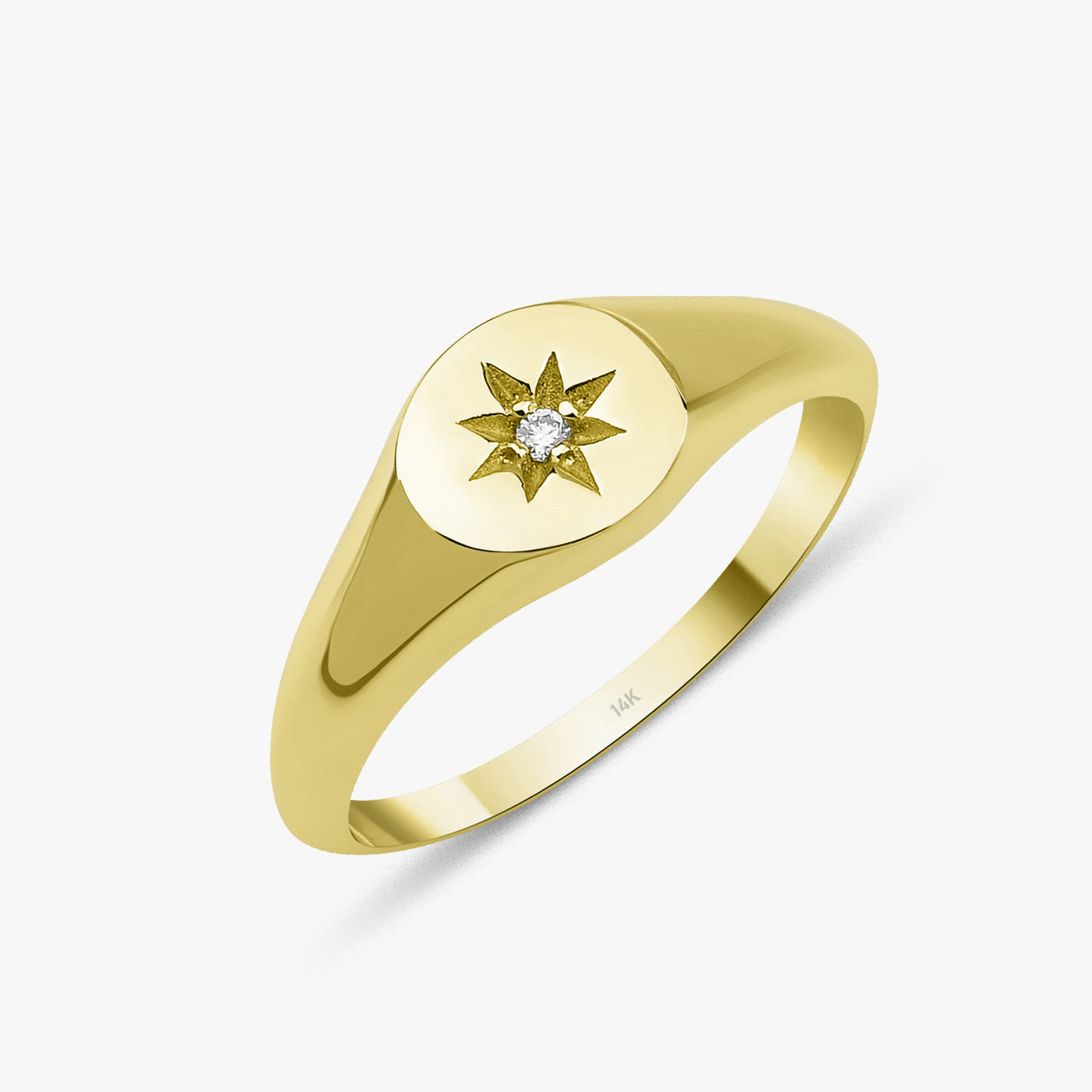 Diamond Mini North Star Pinky Ring in 14K Gold