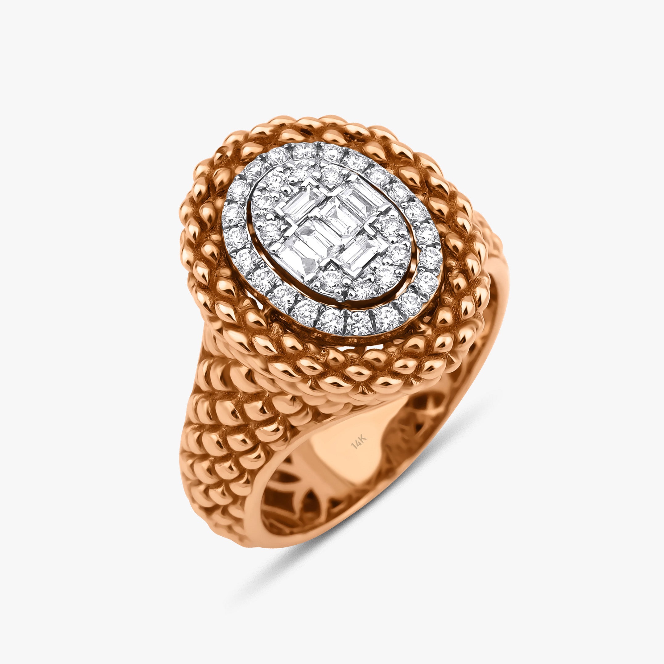 Unique Diamond Beaded Ring in 14K Gold