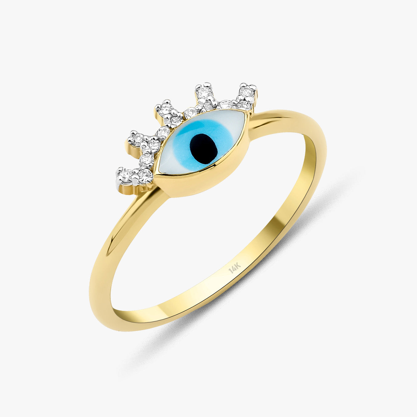 Diamond Mini Evil Eye Ring in 14K Gold
