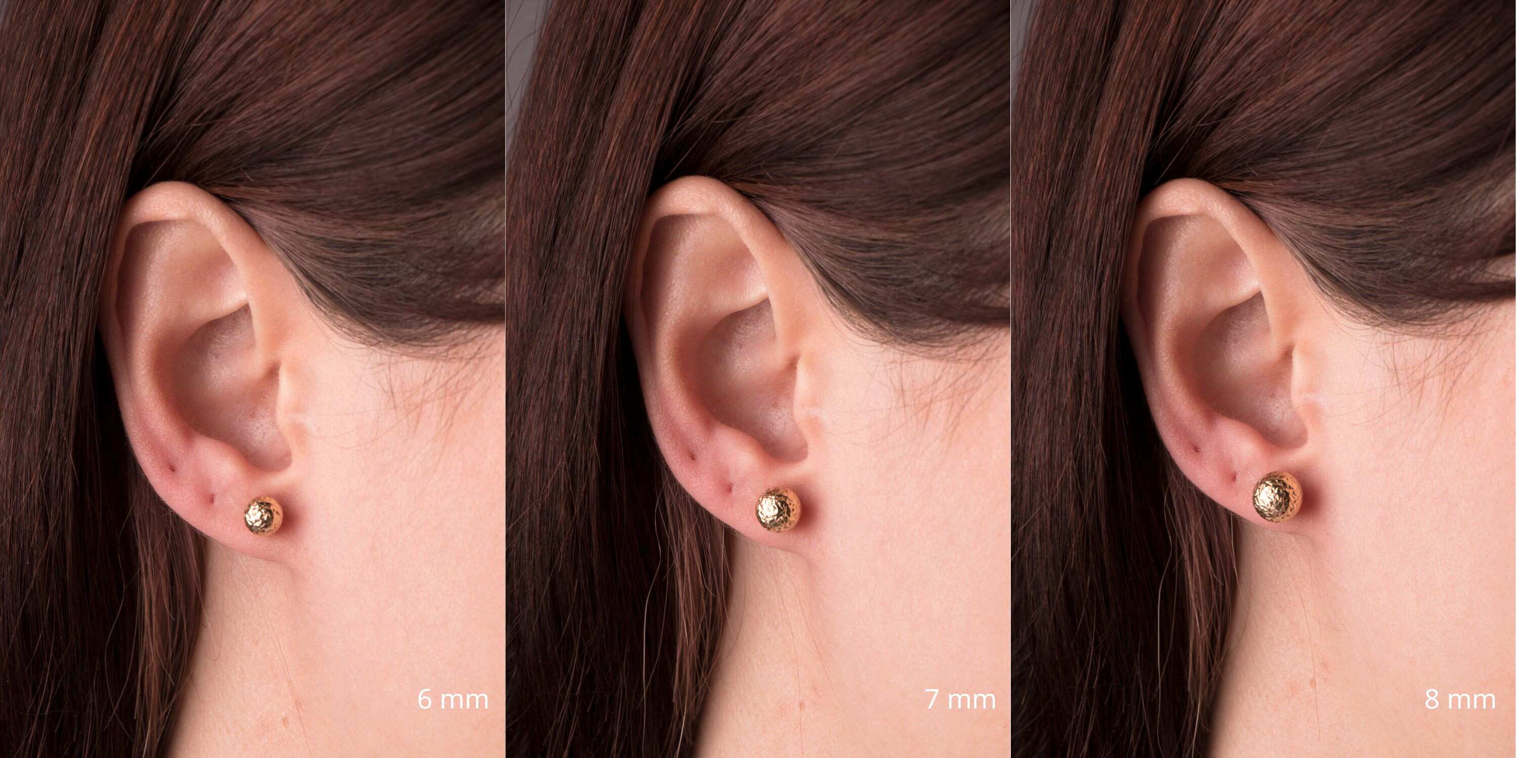 Single Laser Cut Sphere Stud in 14K Gold