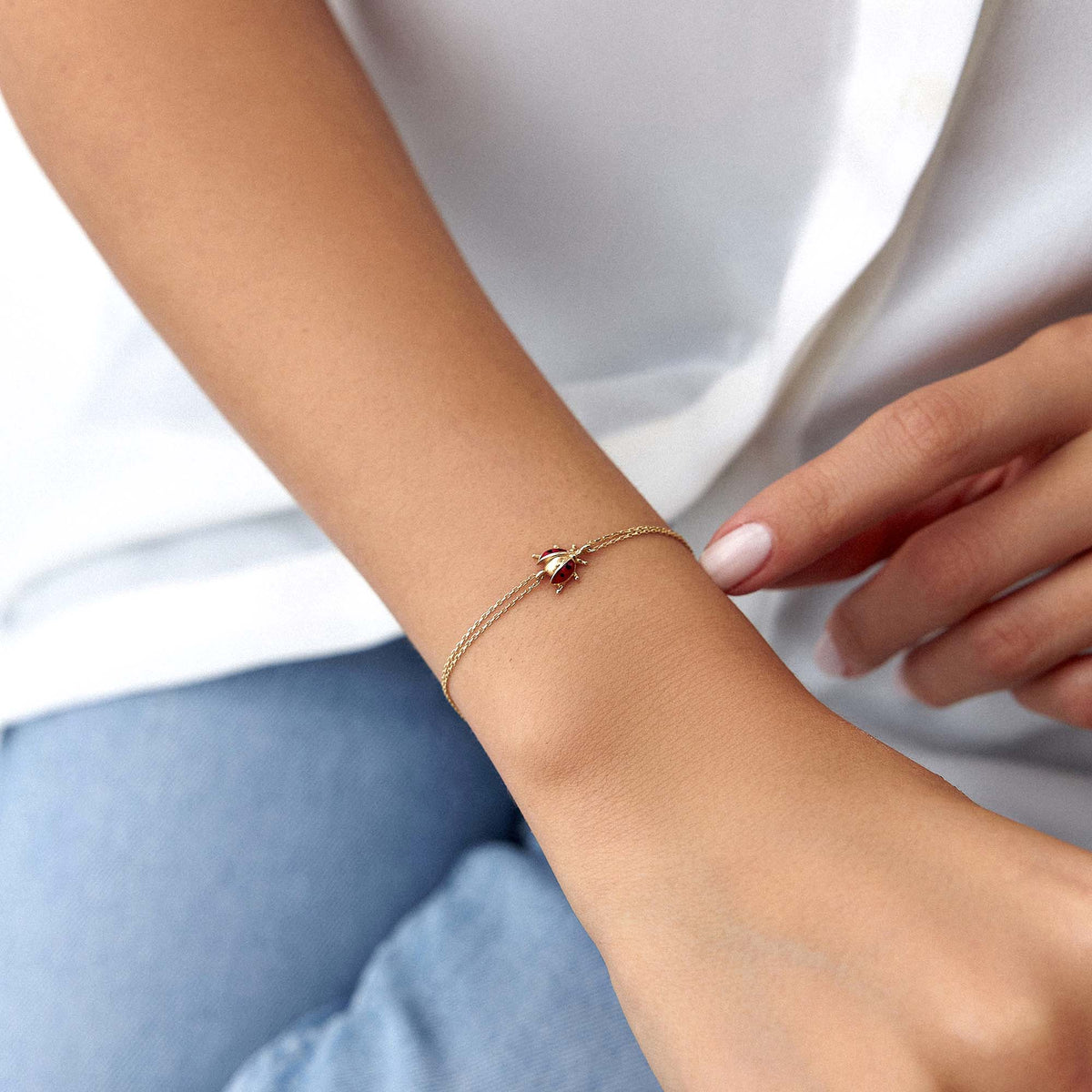 Ladybug Bracelet in 14K Gold