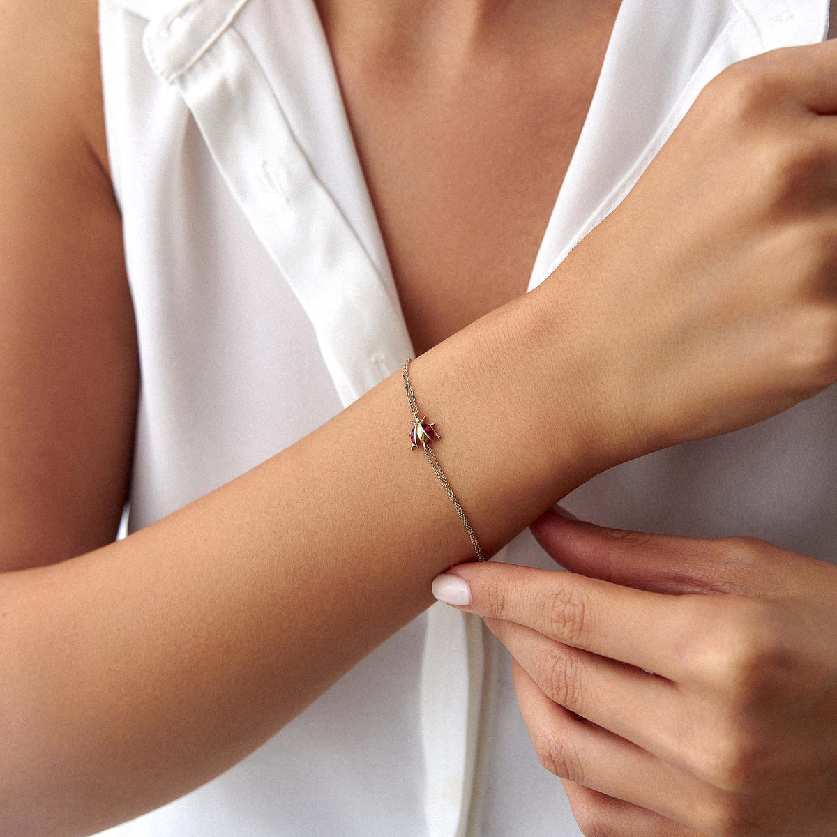 Ladybug Bracelet in 14K Gold