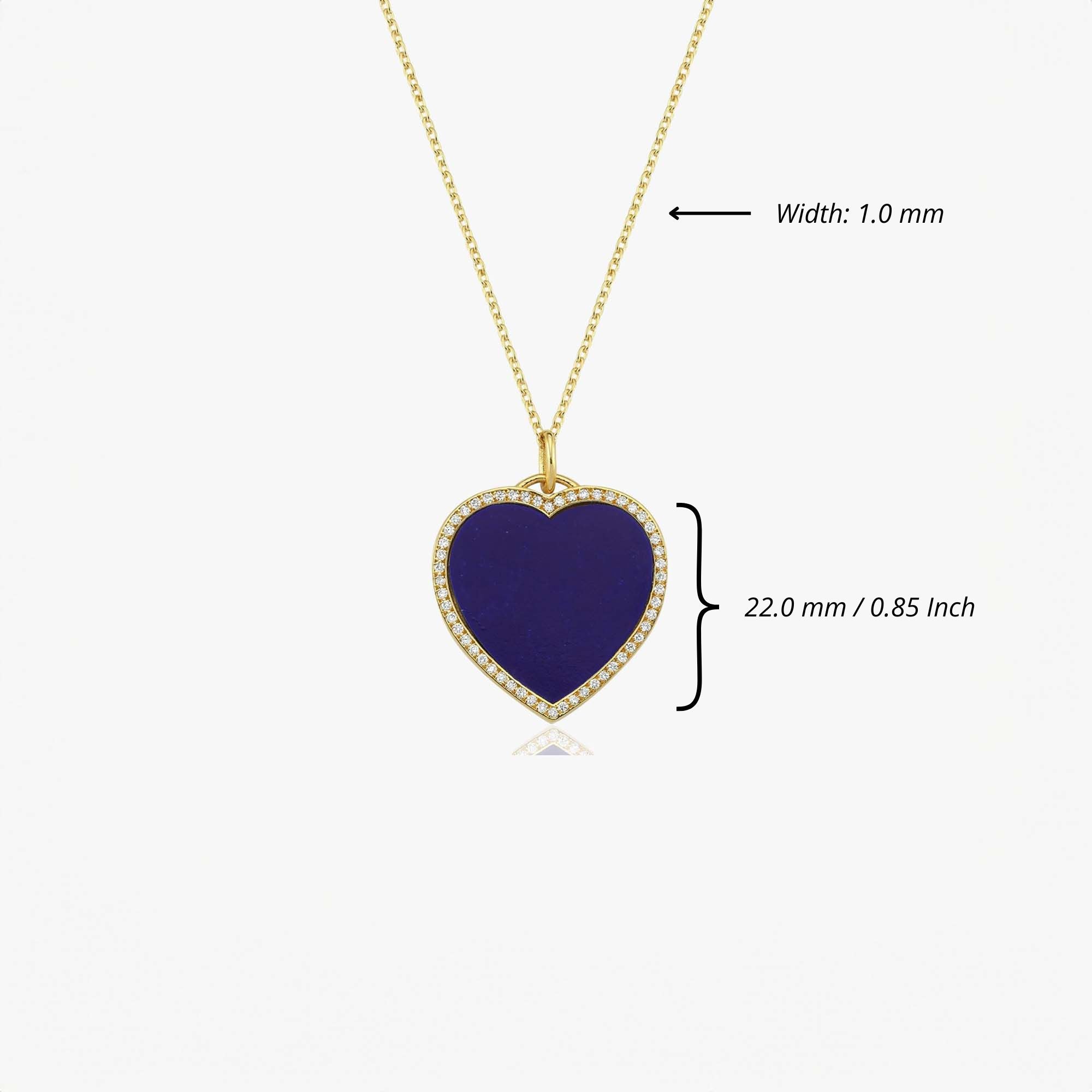 Large Diamond Lapis Heart Necklace in 14K Gold