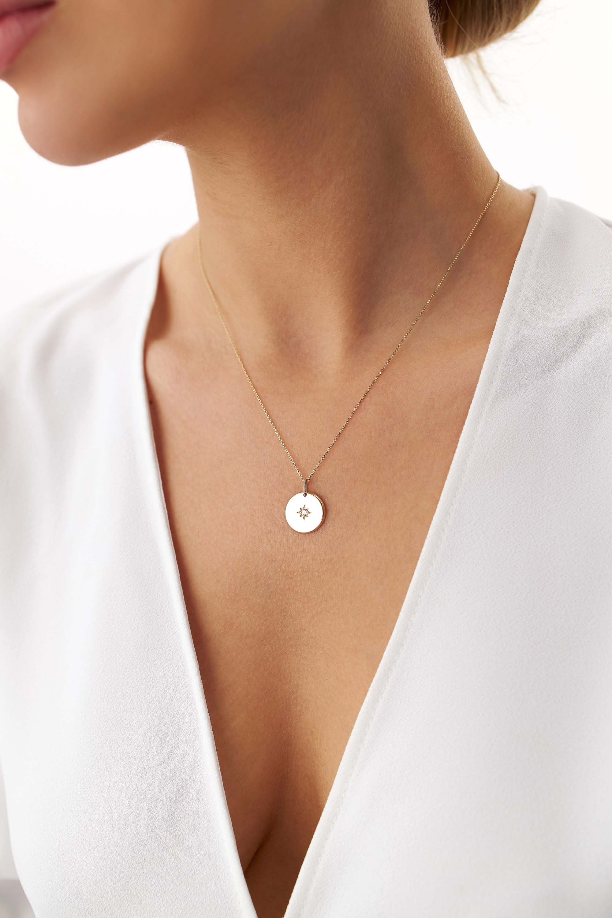 Diamond North Star Pendant in 14K Gold