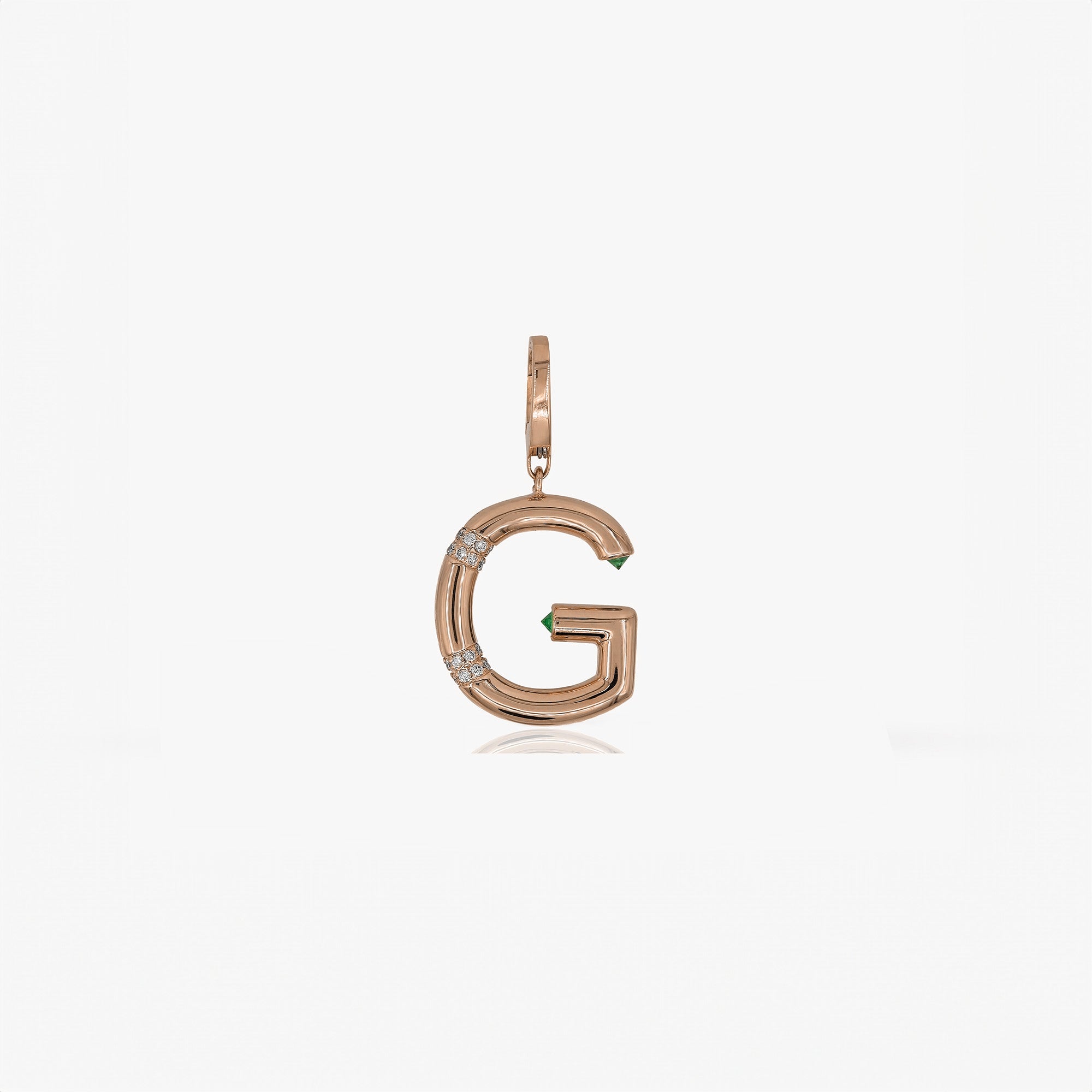 Large Gemstone and Diamond Initial Pendant in 14k Gold