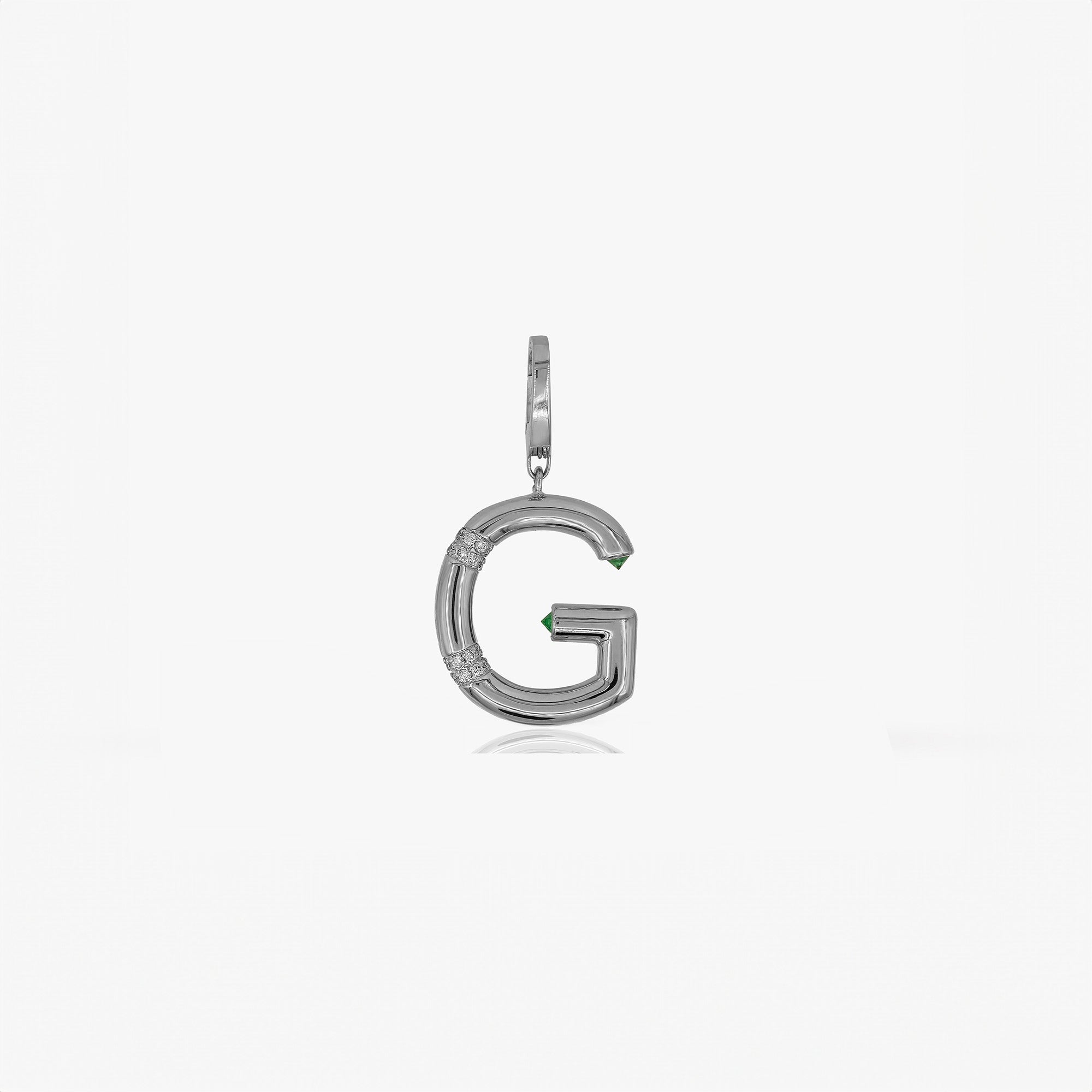 Large Gemstone and Diamond Initial Pendant in 14k Gold