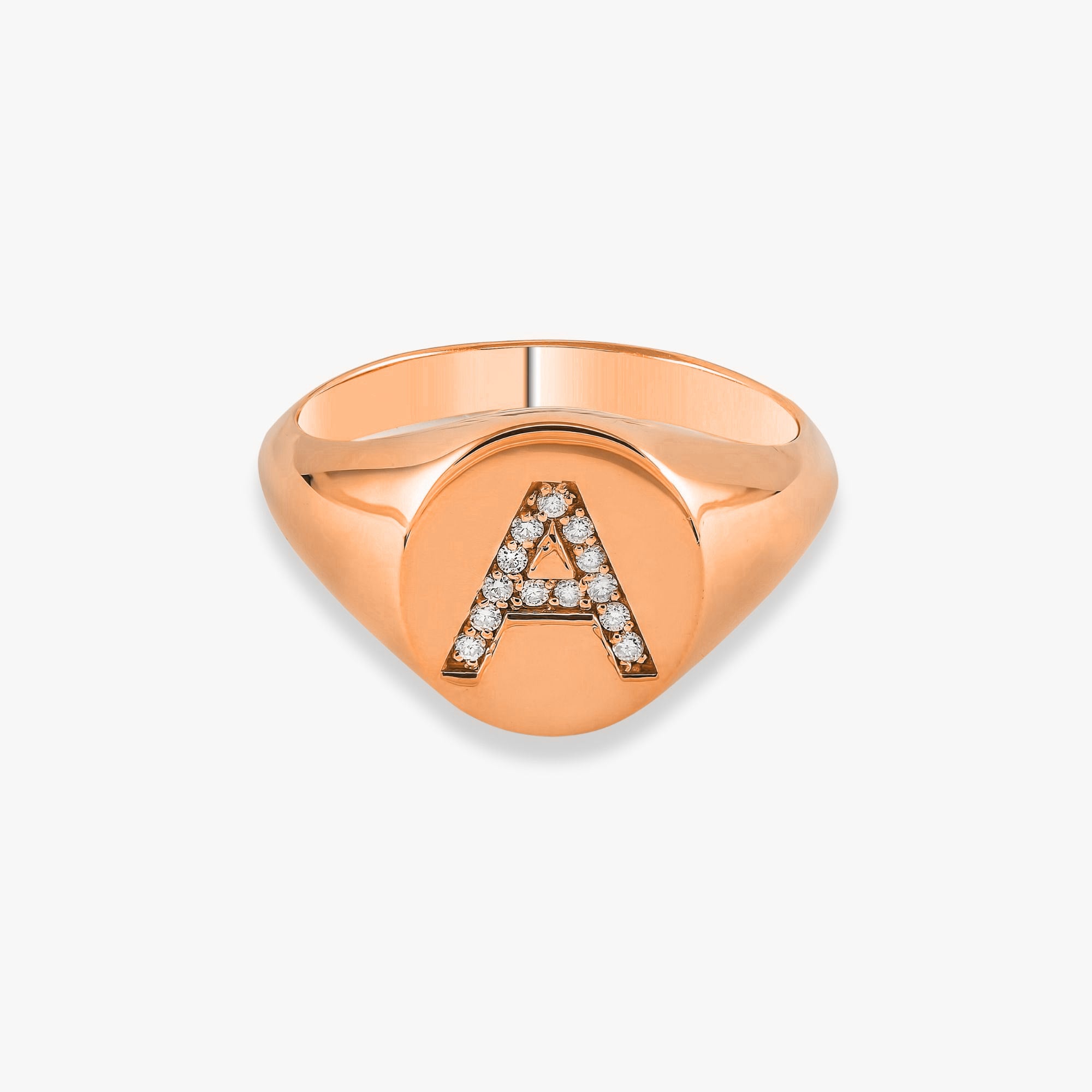 Diamond Initial Ring in 14K Gold / Larger Version