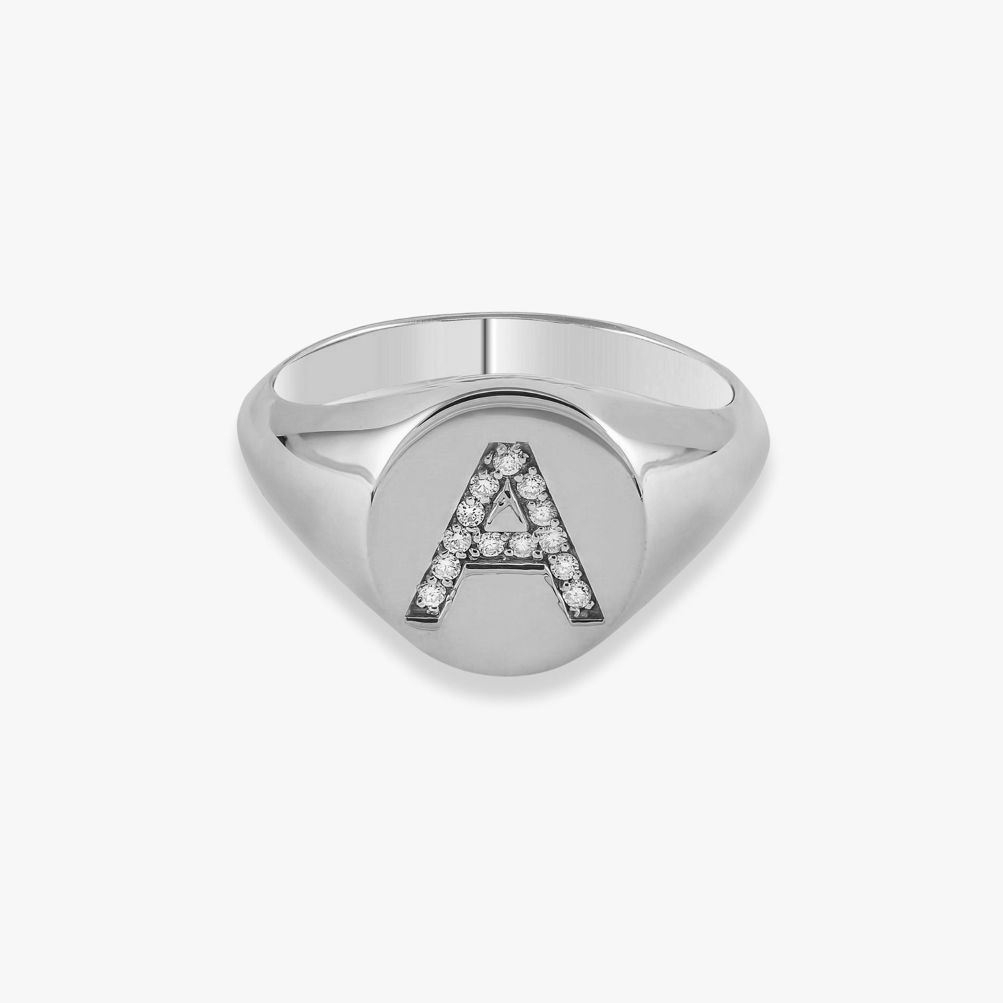 Diamond Initial Ring in 14K Gold / Larger Version