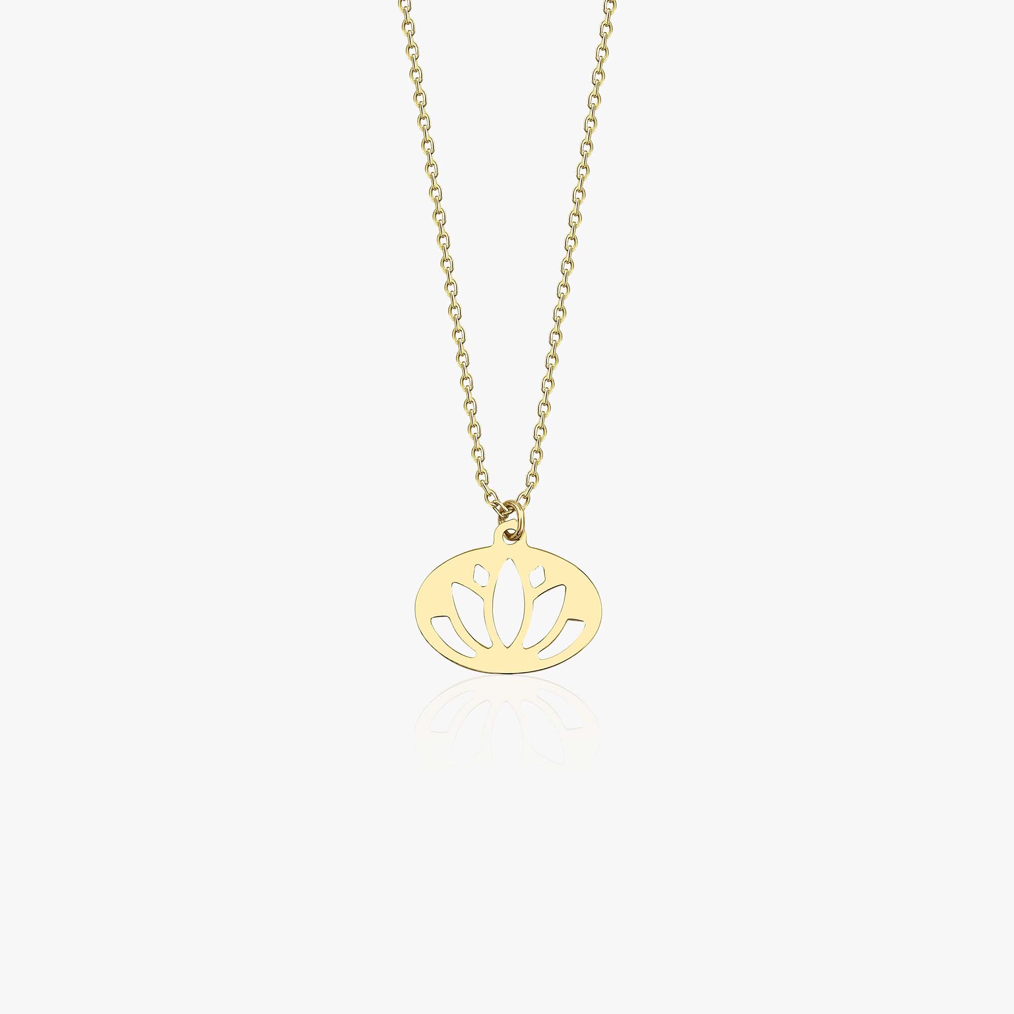 Lotus Print Necklace in 14K Gold