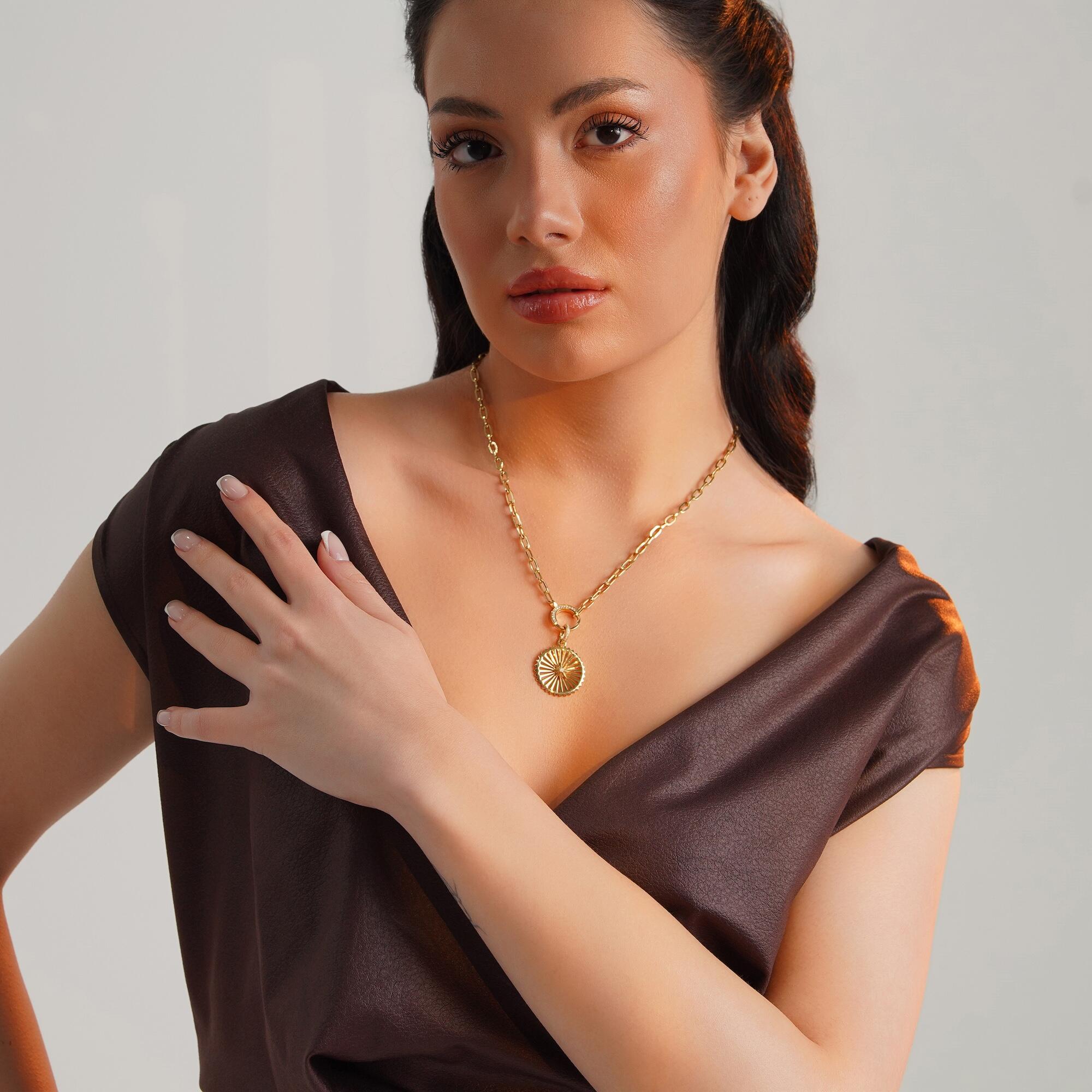 Diamond Starburst Medallion Available in 14K and 18K Gold