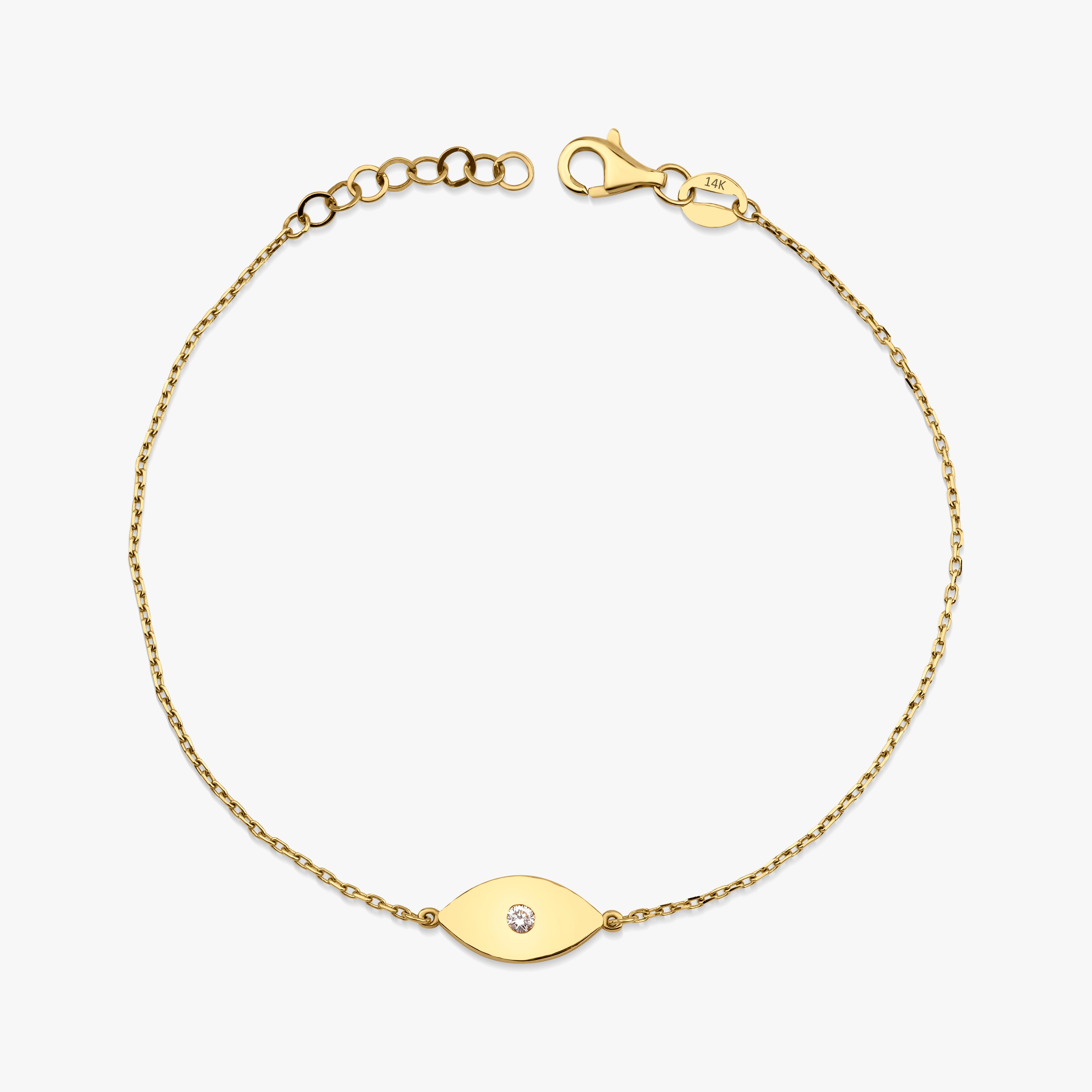 Diamond Evil Eye Bracelet in 14K Gold