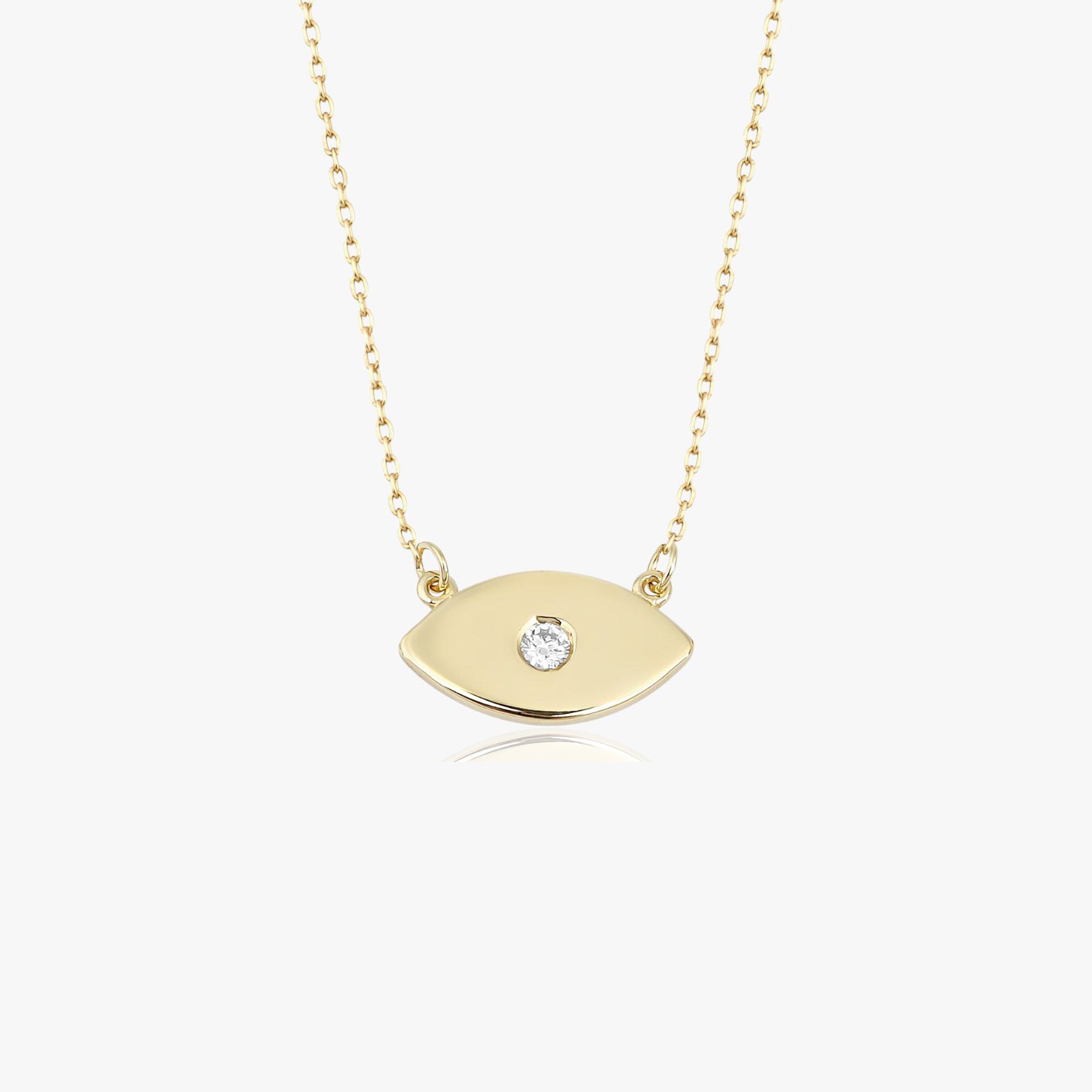 Diamond Evil Eye Necklace in 14K Gold