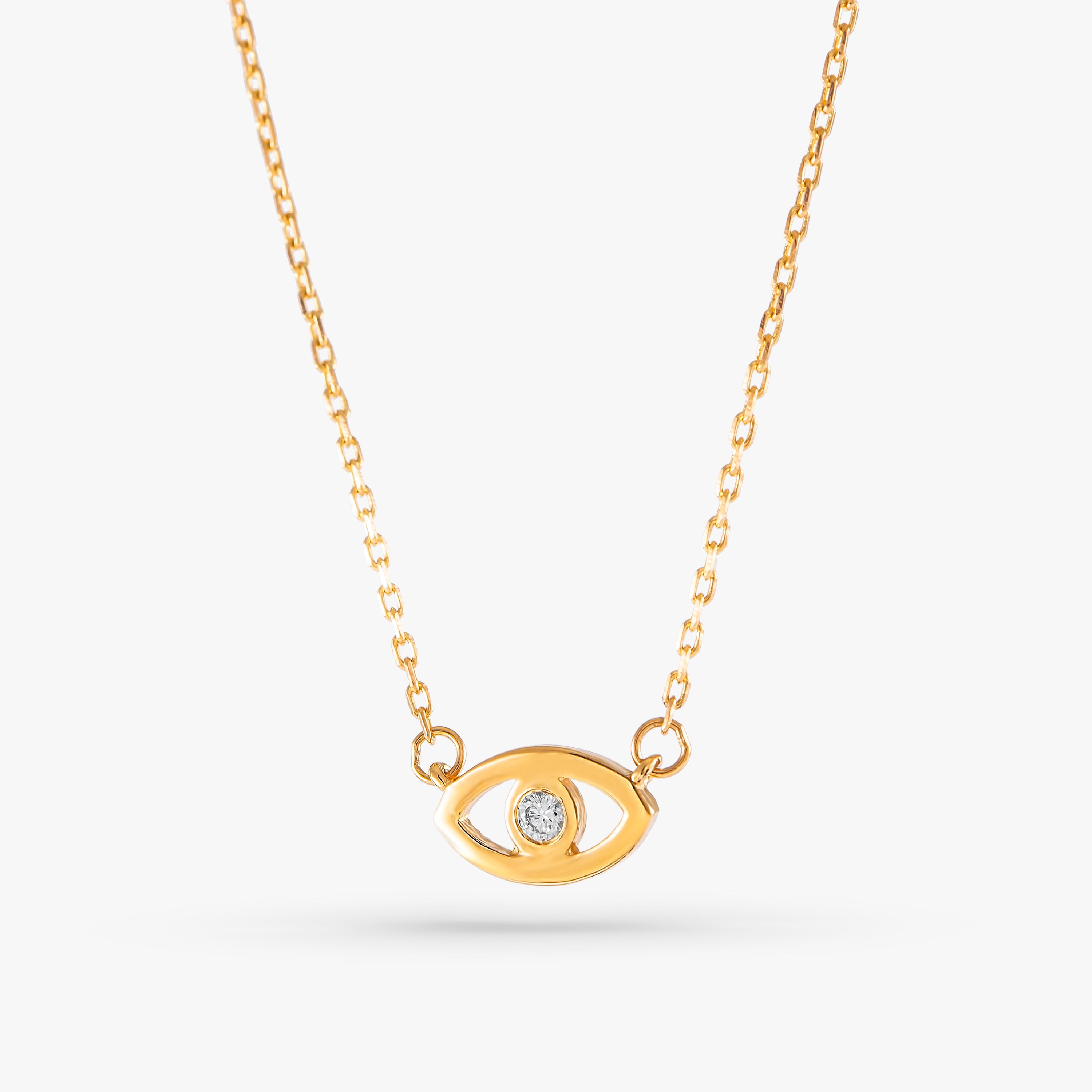 Mini Diamond Evil Eye Necklace in 14K Gold