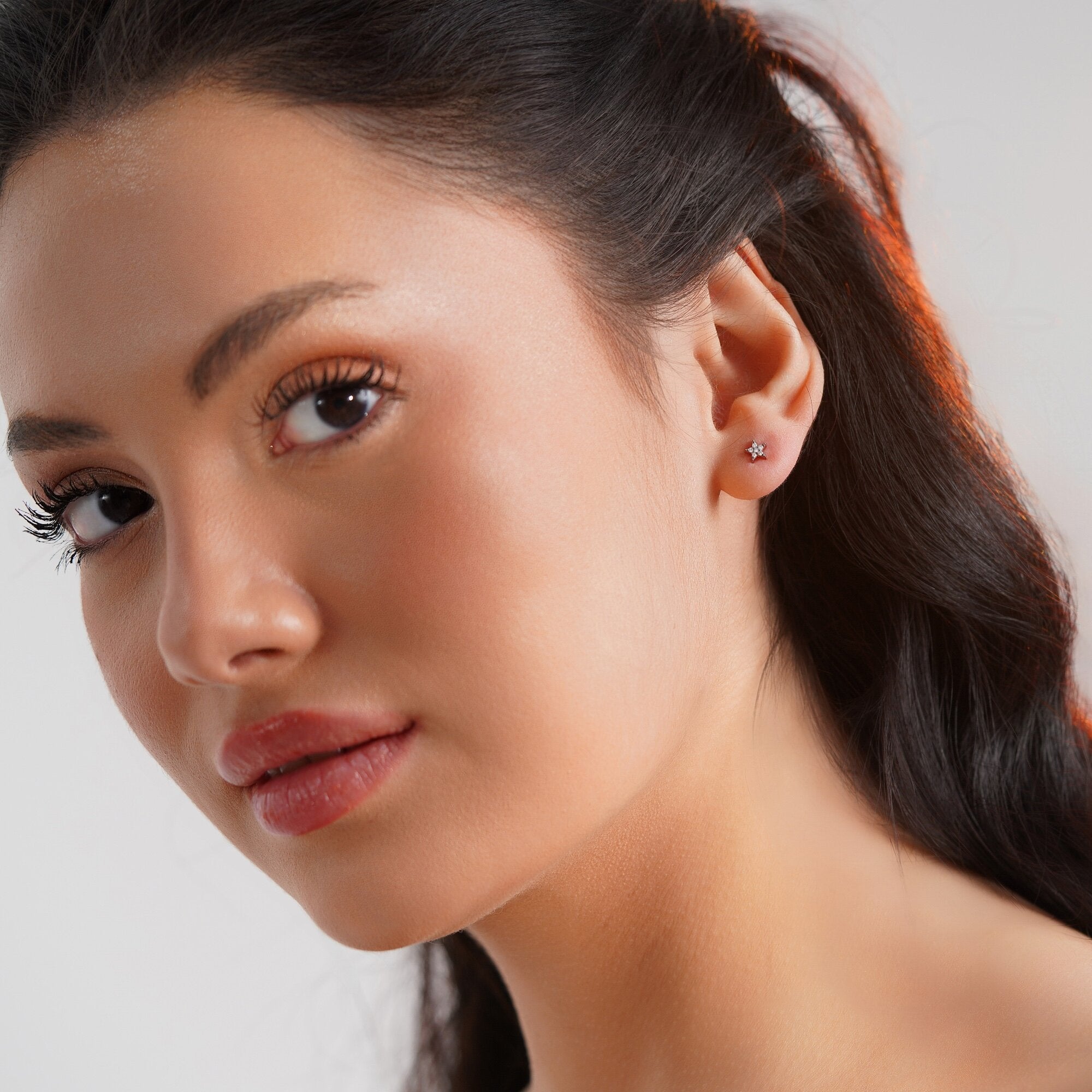 Mini Diamond Star Stud Earring in 14K Gold