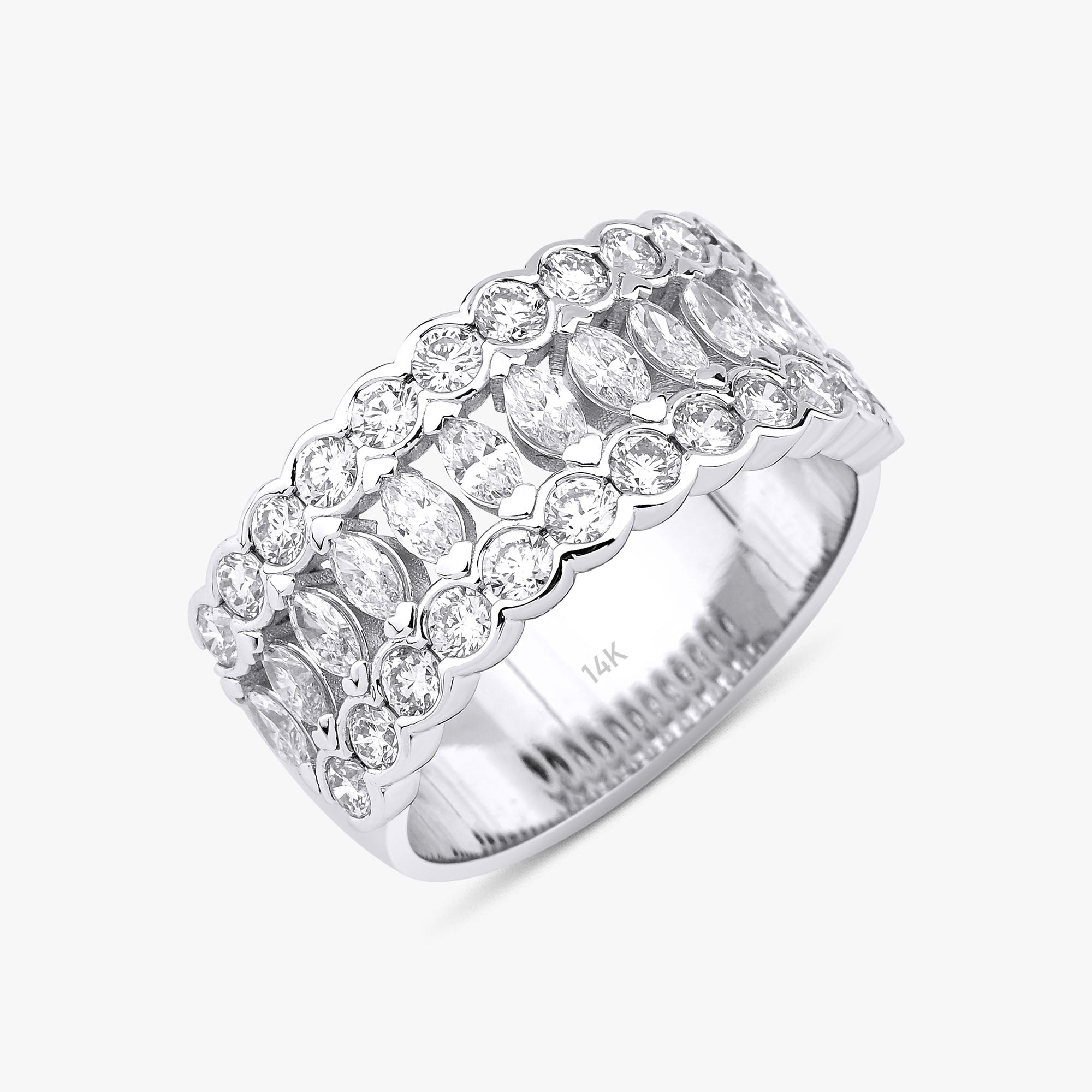 Marquise Diamond Half Eternity Ring in 14K Gold