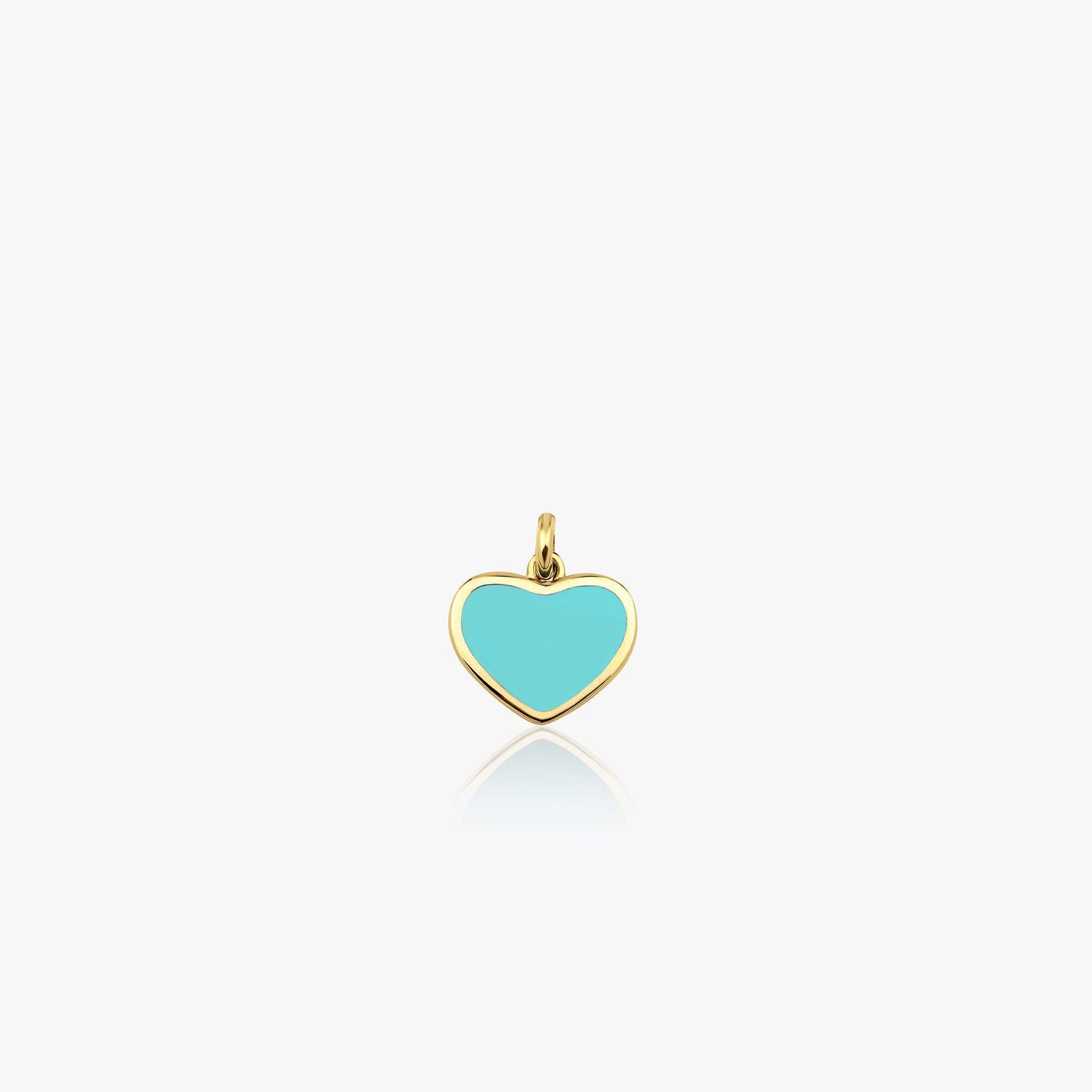 A medium sized Turquoise heart-shaped pendant with gold outline on a white background