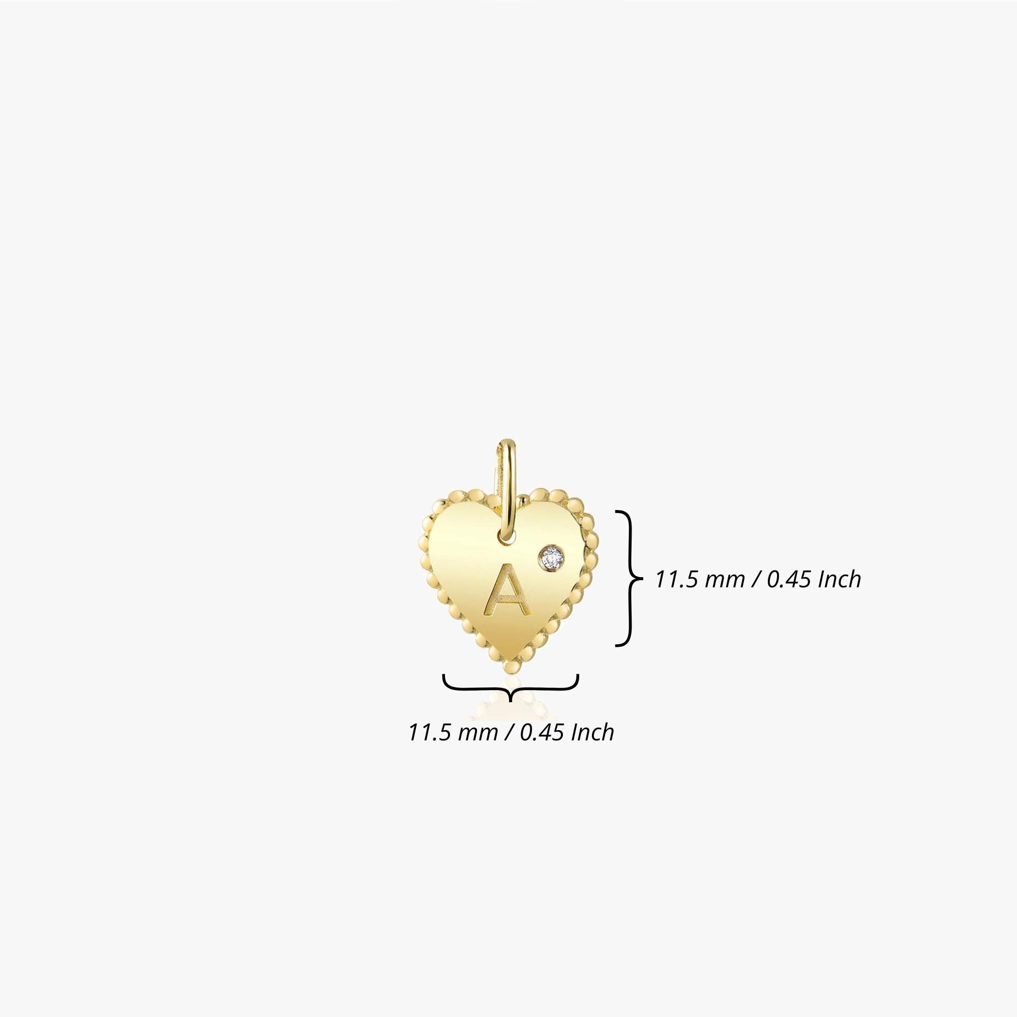 Mini Birthstone Beaded Heart Initial Pendant in 14K Gold