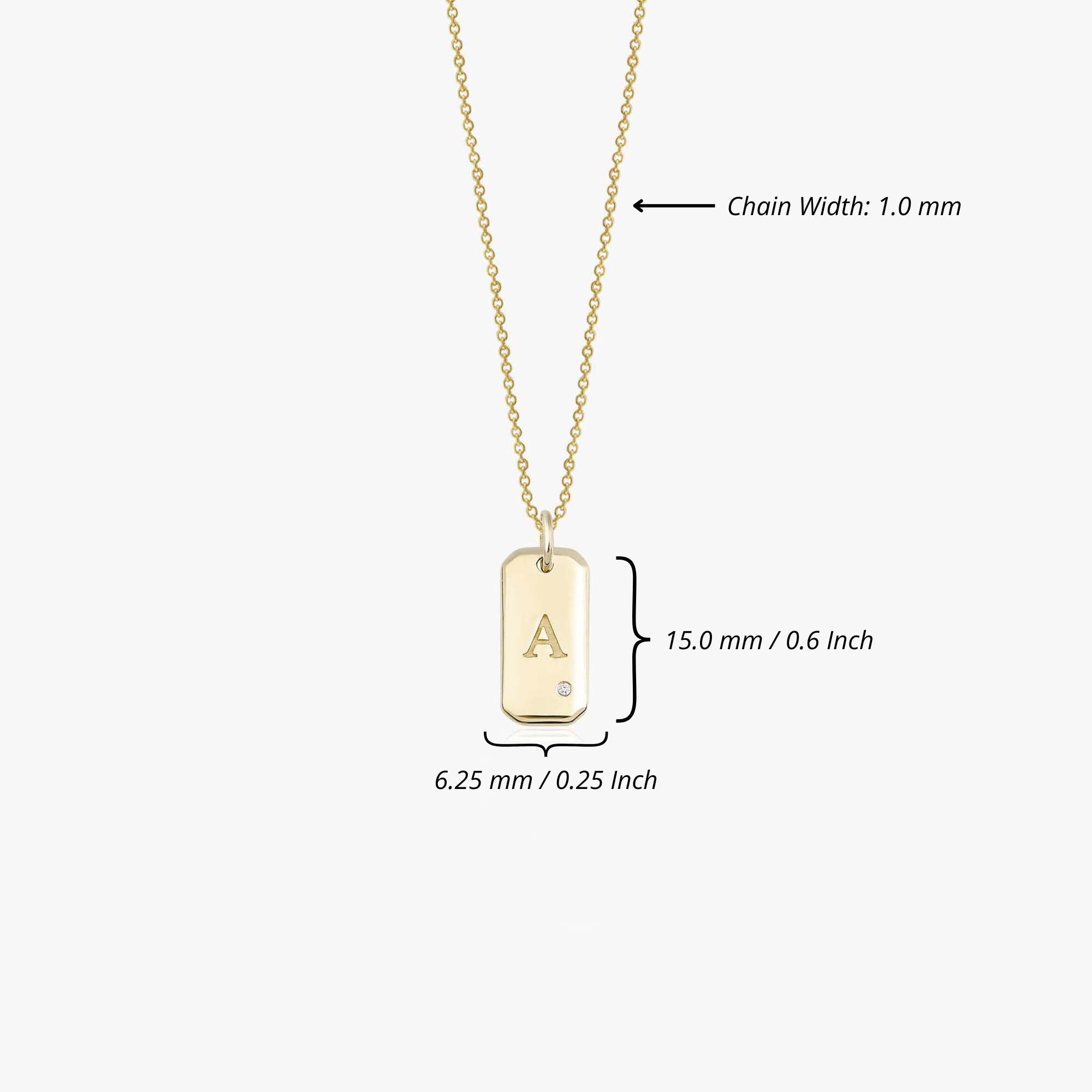Mini Birthstone Initial Tag Necklace in 14K Gold