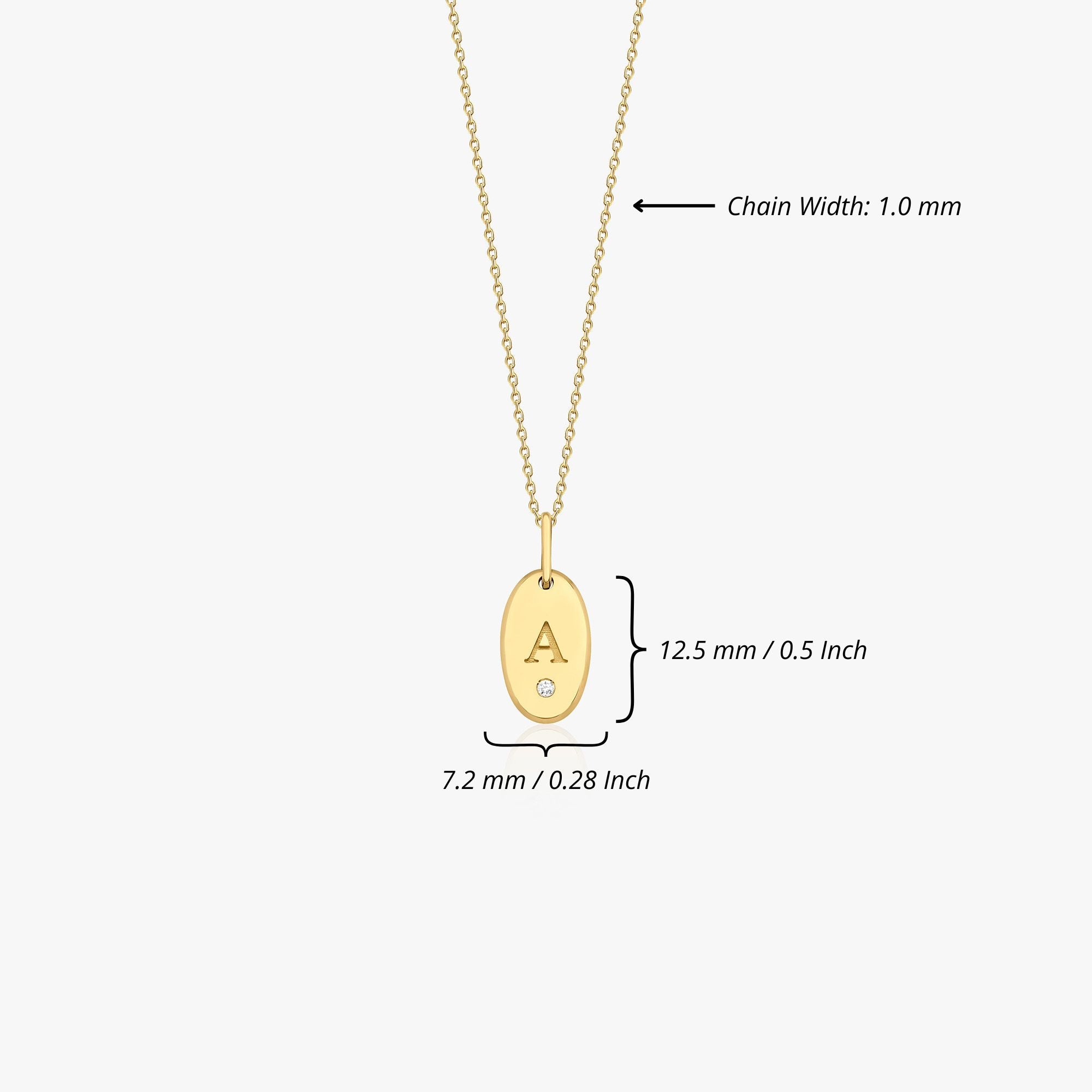 Mini Birthstone Initial Oval Disc Necklace in 14K Gold