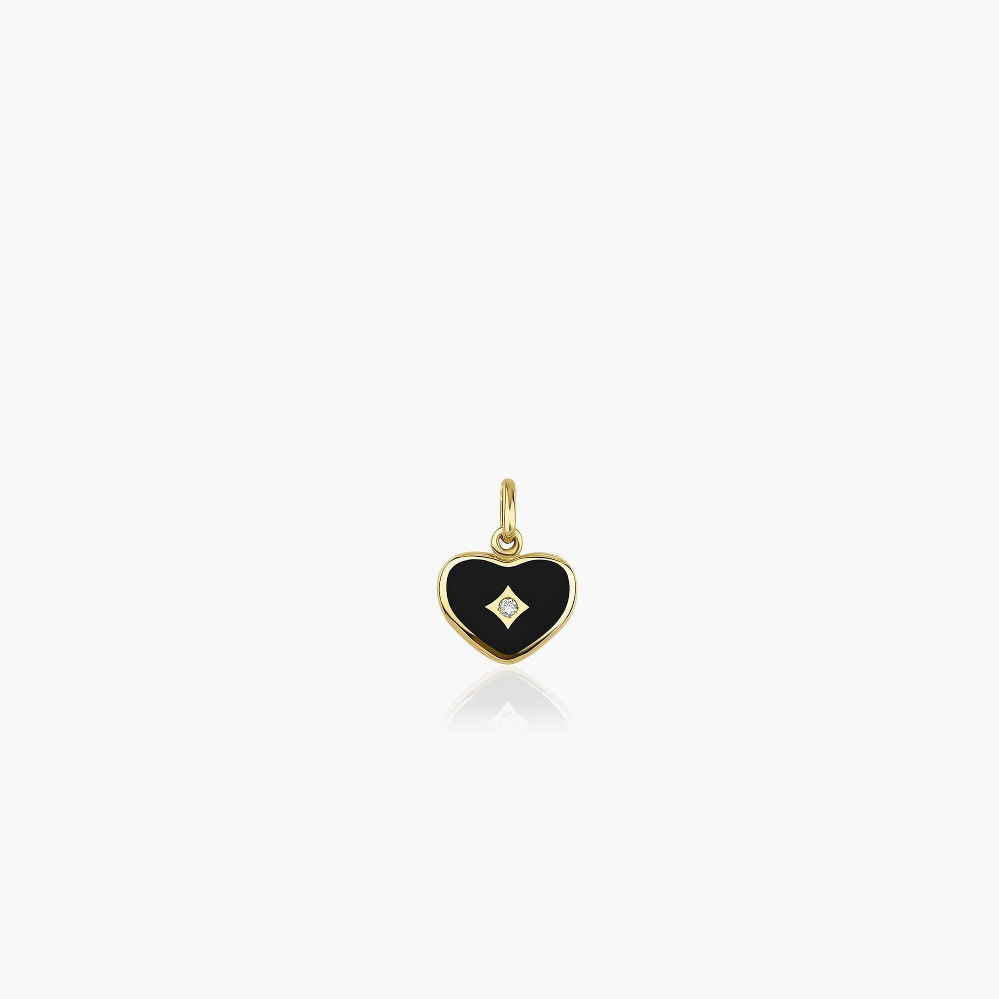 Mini Diamond Black Heart Pendant in 14K Gold