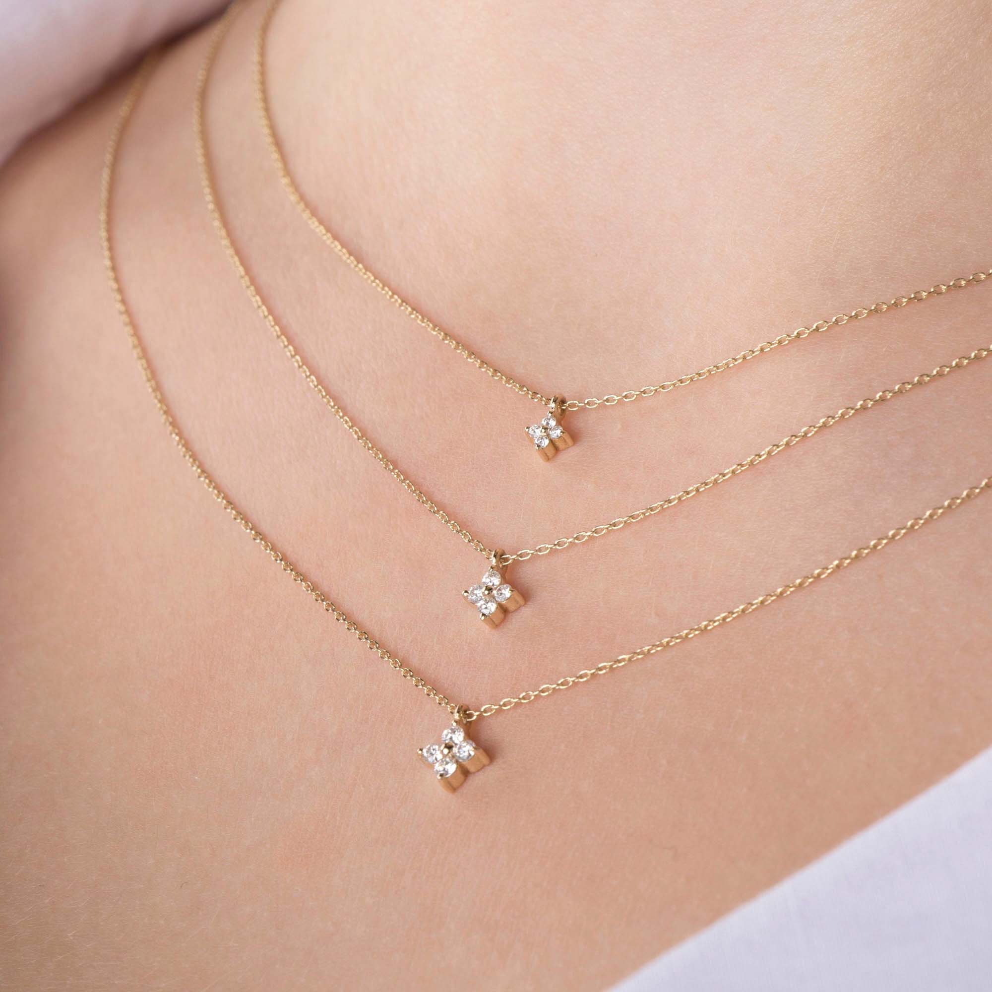 Mini Blossom Diamond Necklace in 14K Gold