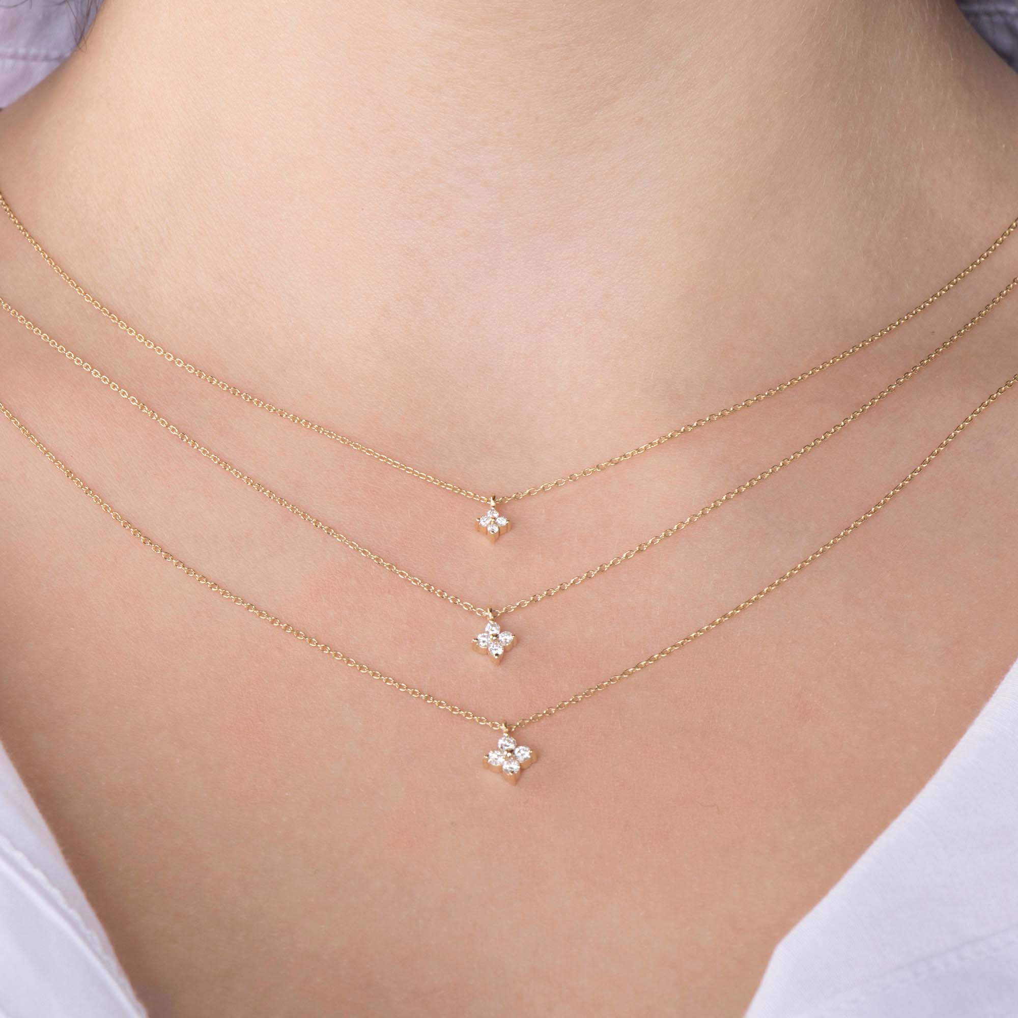 Mini Blossom Diamond Necklace in 14K Gold