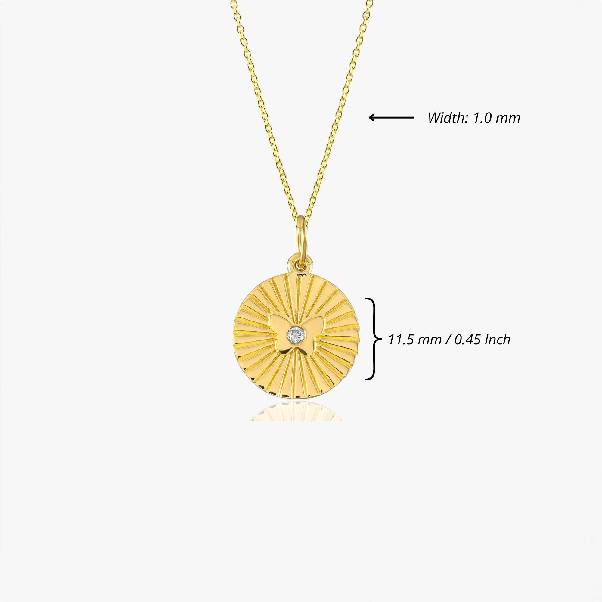 Mini Diamond Butterfly Coin Necklace in 14K Gold