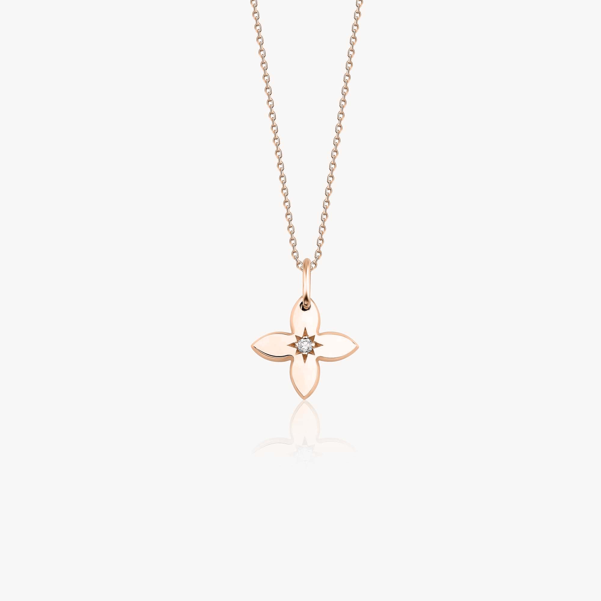 Mini Diamond Clover Necklace in 14K Gold