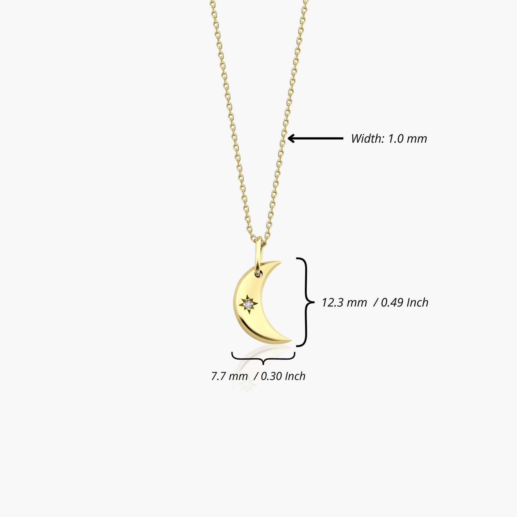 Mini Diamond Crescent Moon Necklace in 14K Gold