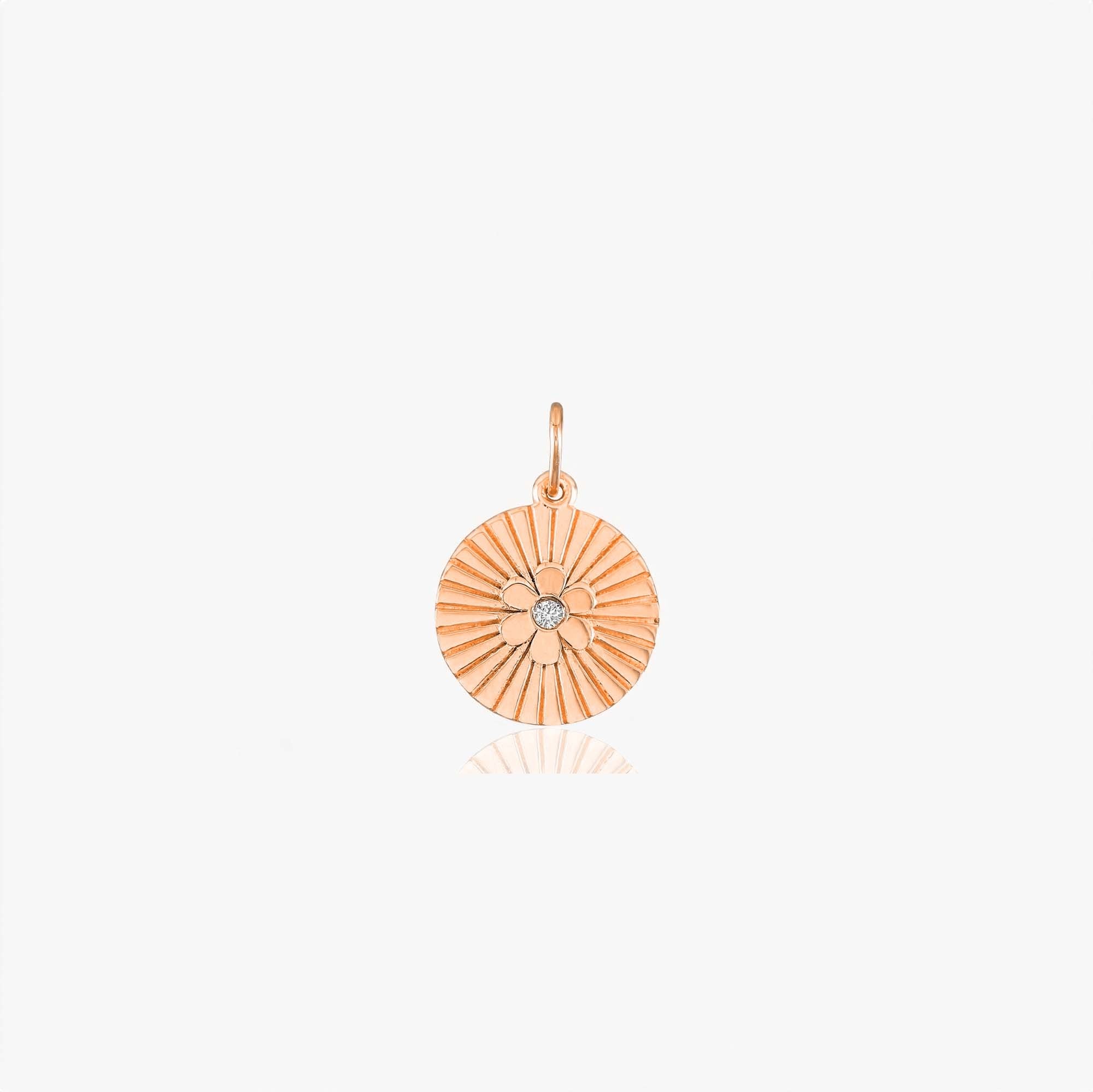 Mini Diamond Daisy Coin Pendant in 14K Gold