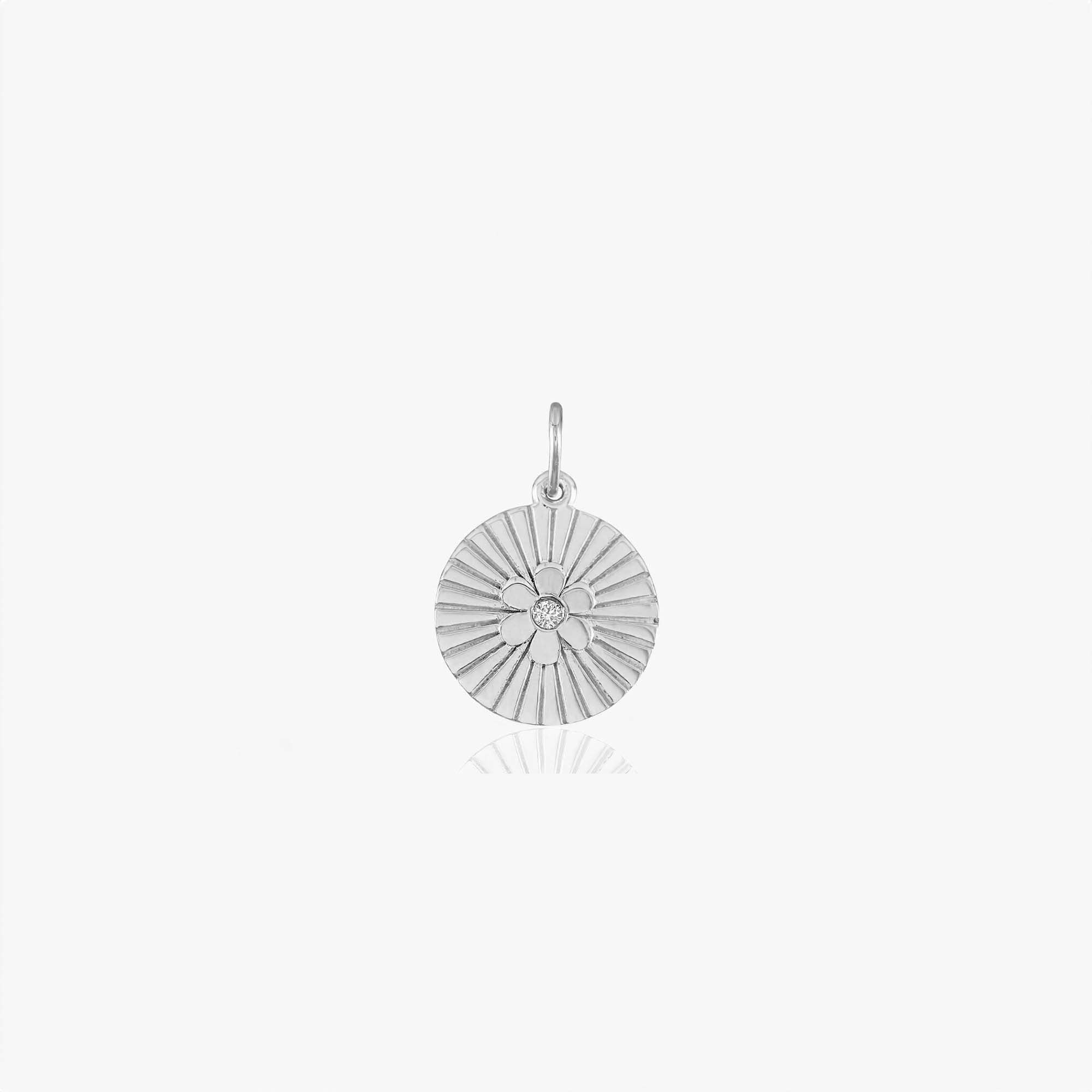 Mini Diamond Daisy Coin Pendant in 14K Gold