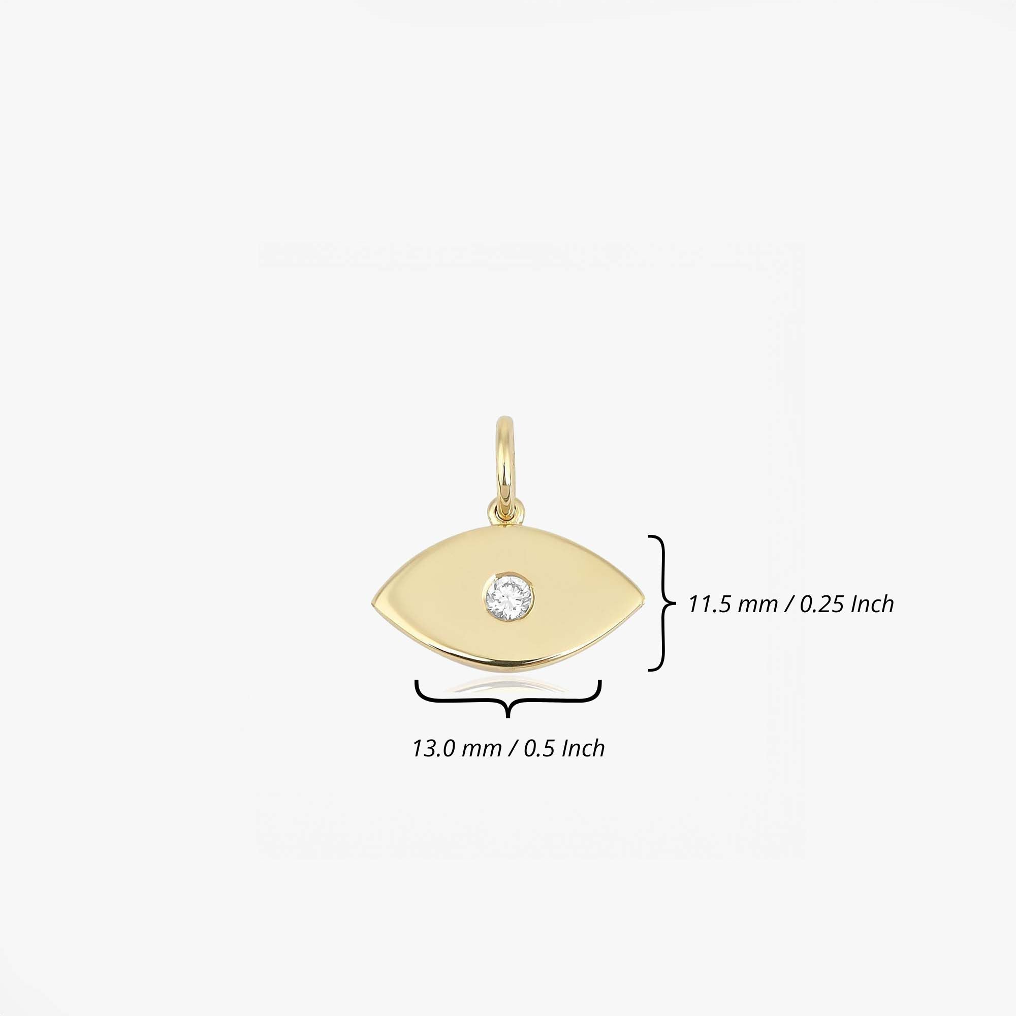 Mini Diamond Elongated Evil Eye Pendant in 14K Gold