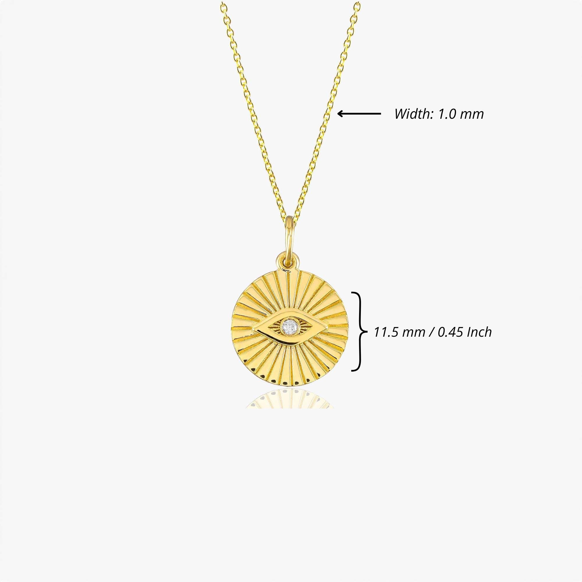Mini Diamond Evil Eye Coin Necklace in 14K Gold