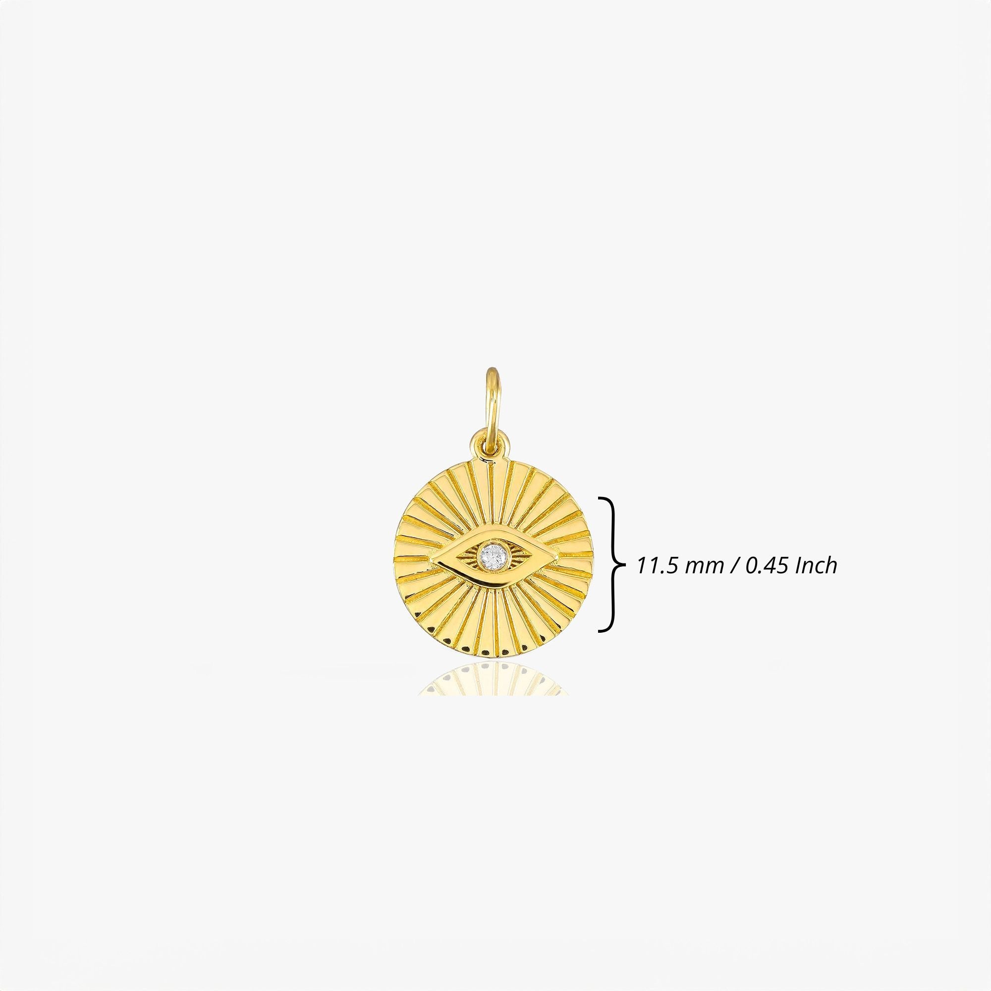 Mini Diamond Evil Eye Coin Pendant in 14K Gold