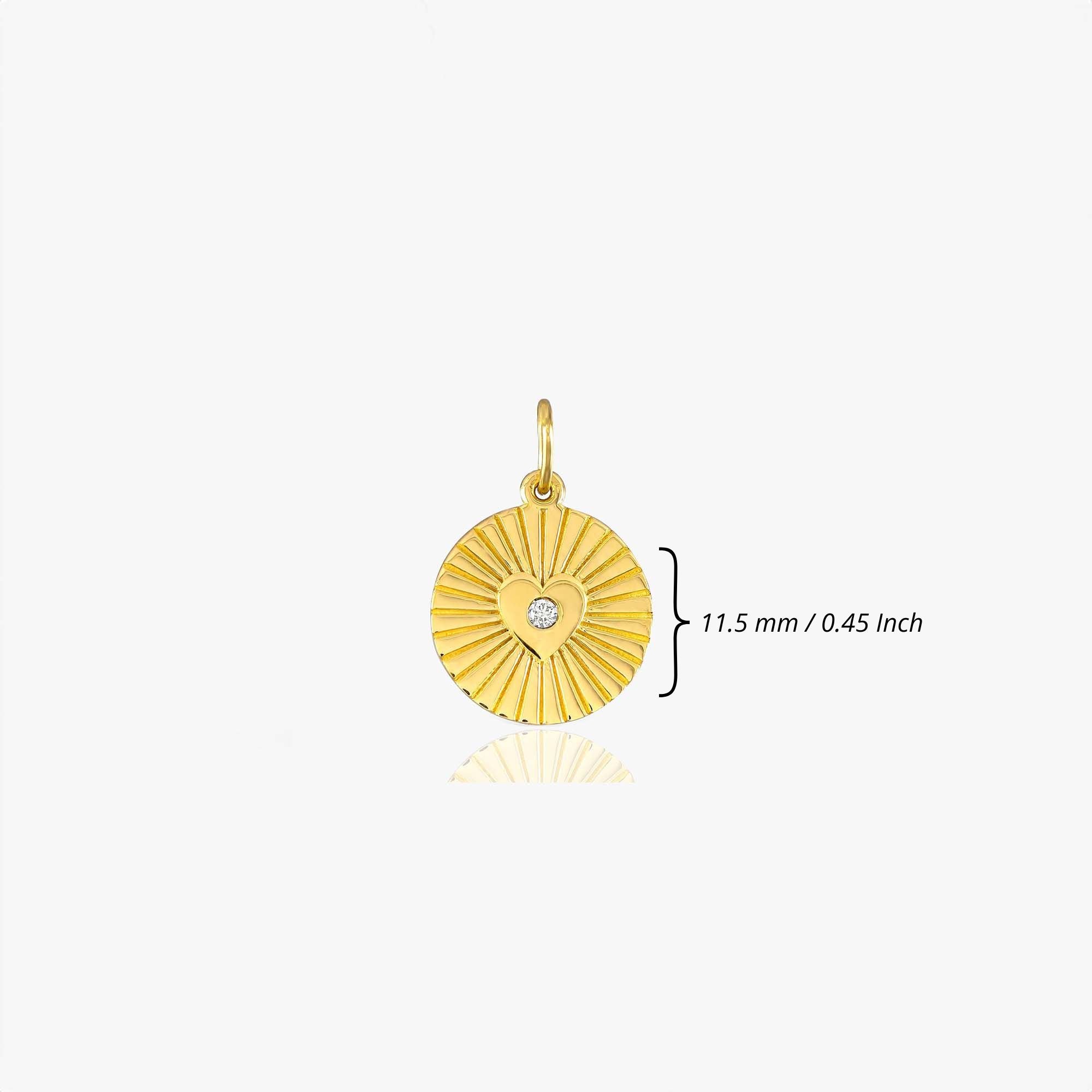 Mini Diamond Heart Coin Pendant in 14K Gold