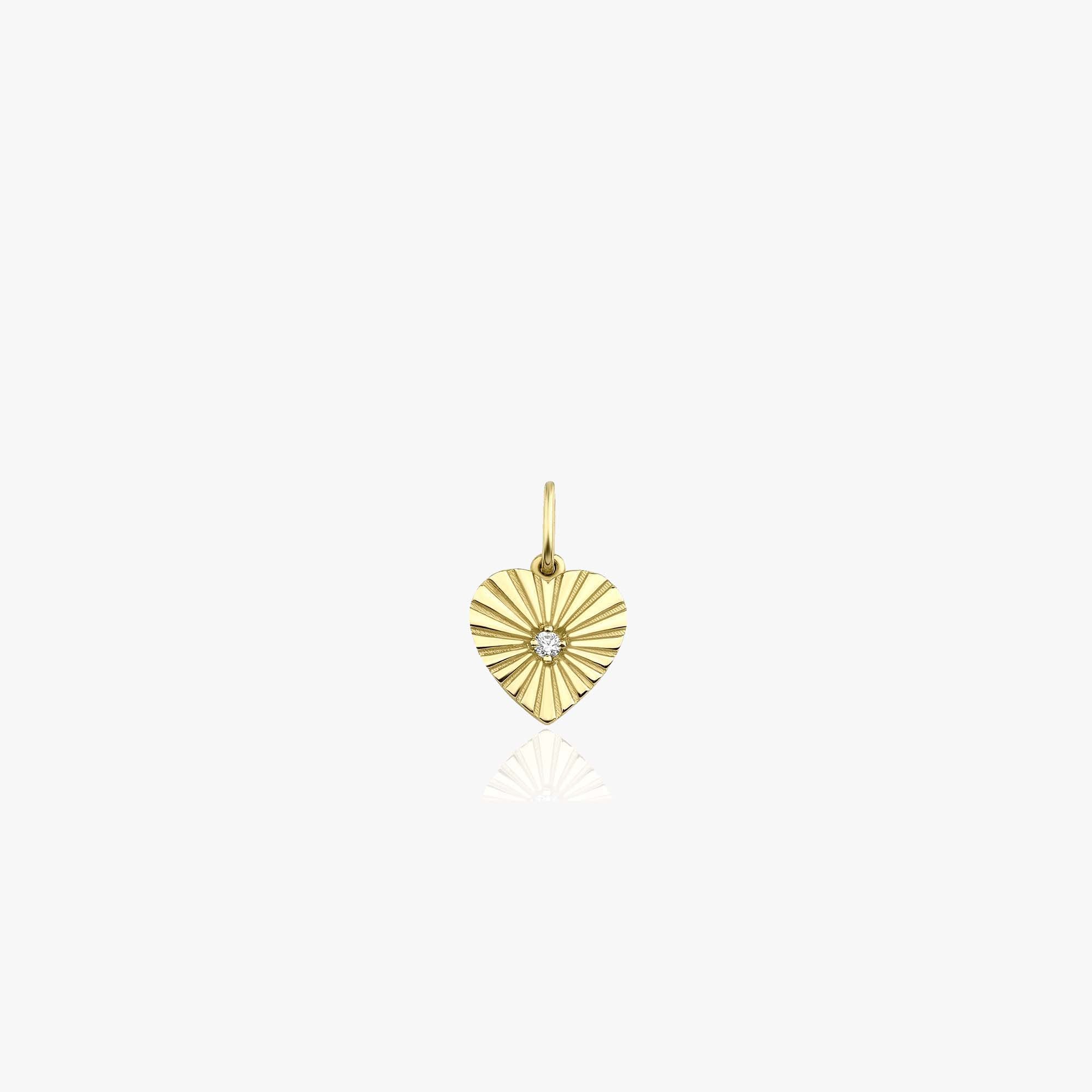 Mini Diamond Heartburst Pendant in 14K Gold