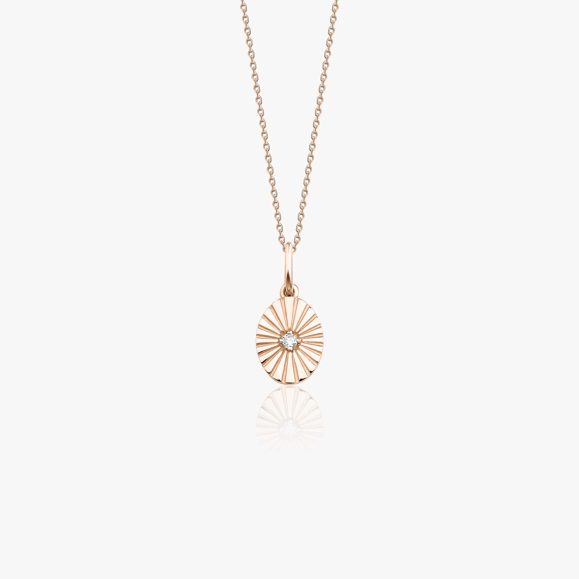 Mini Oval Diamond Necklace in 14K Gold