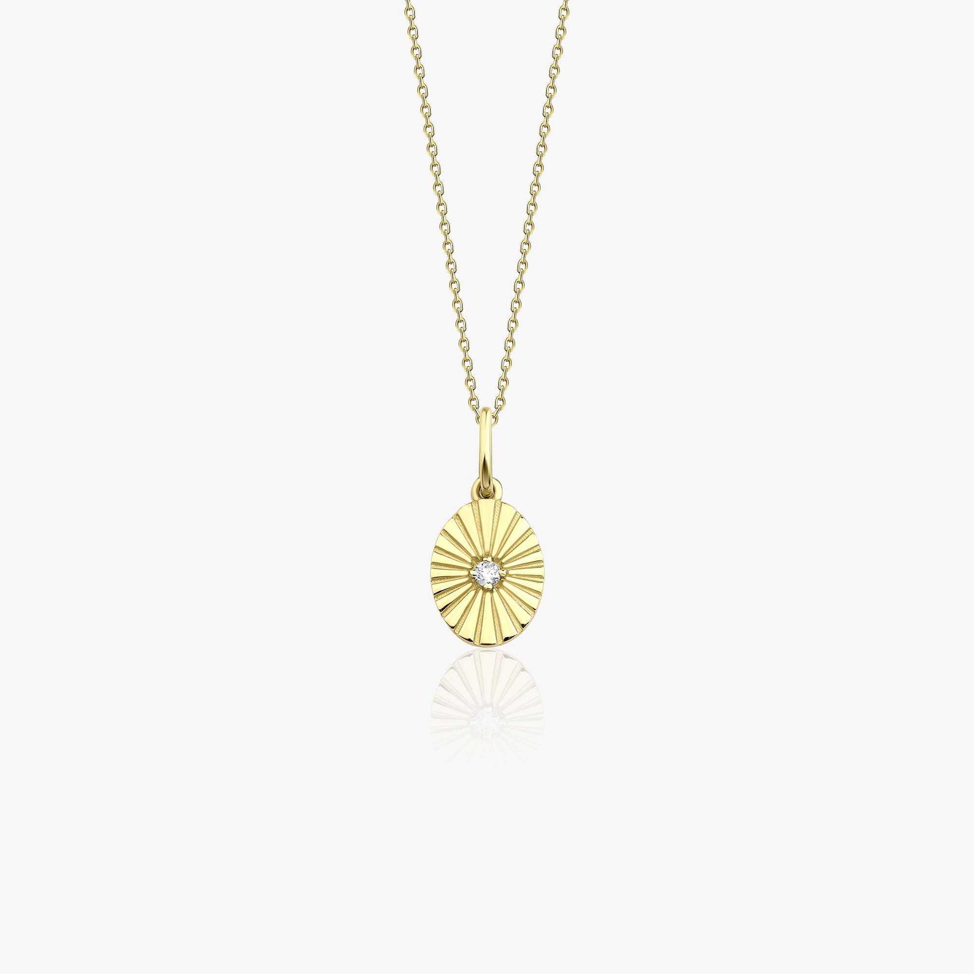 Mini Oval Diamond Necklace in 14K Gold