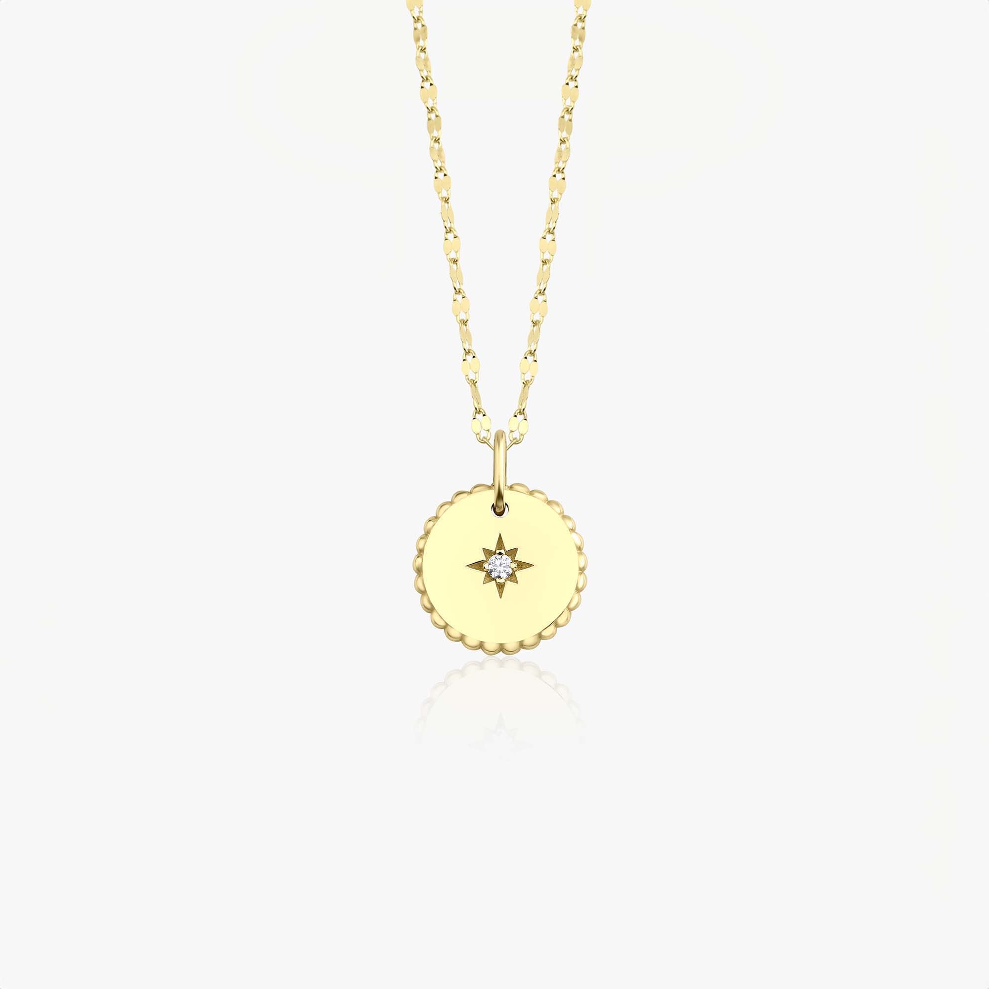 Diamond Polaris Necklace With Glitter Chain in 14K Gold