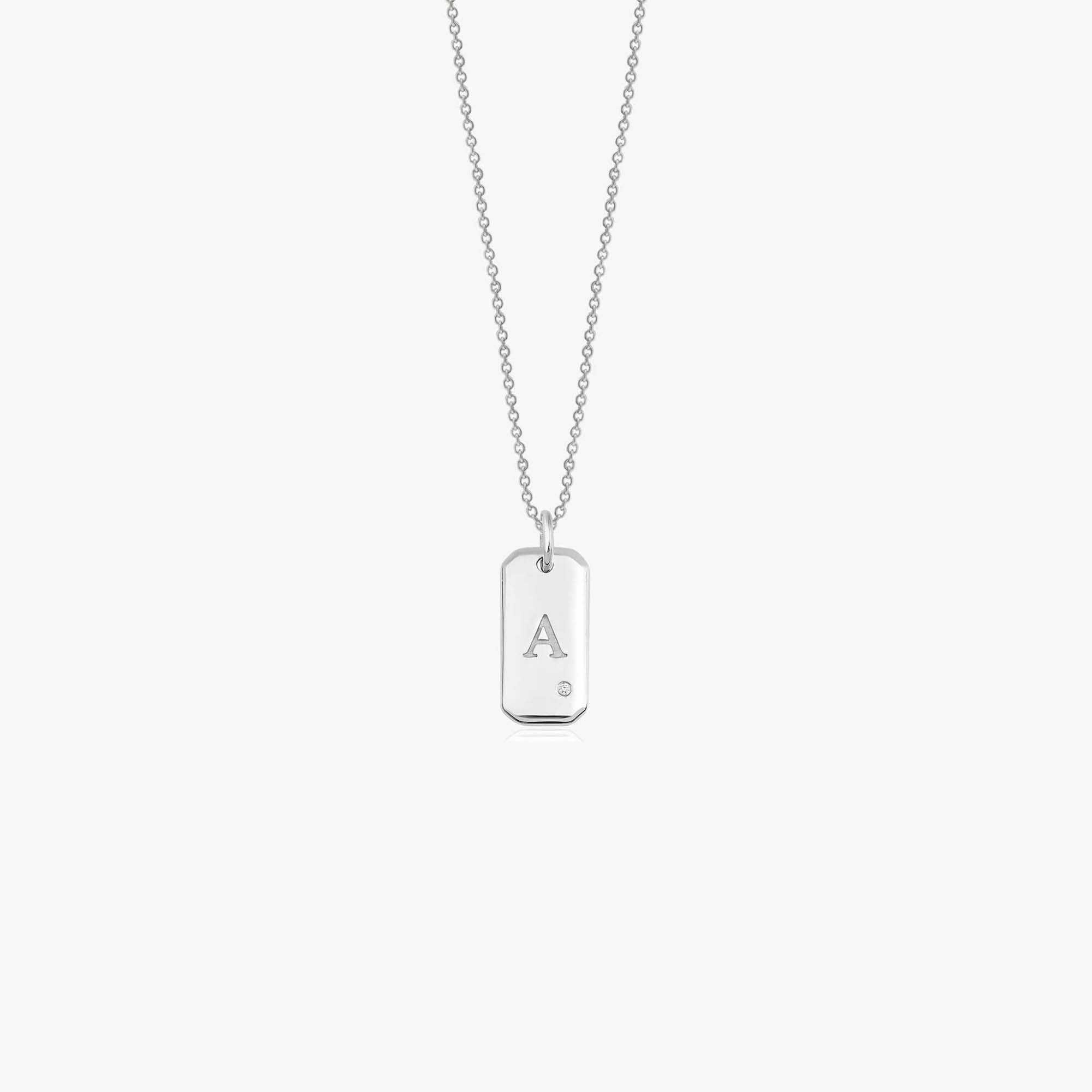 Mini Birthstone Initial Tag Necklace in 14K Gold