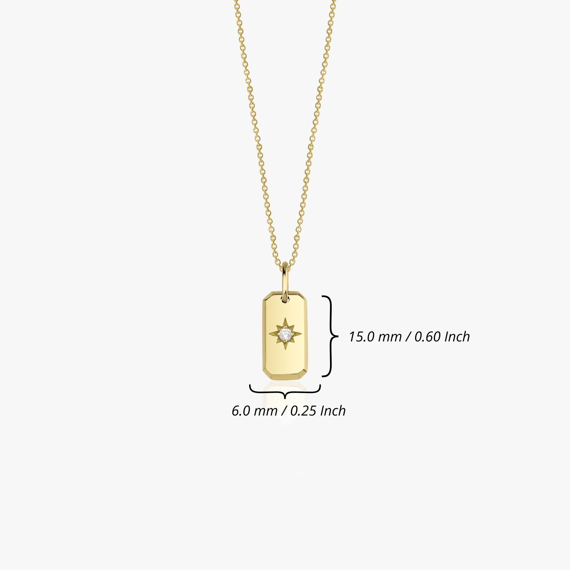 Mini Diamond Rectangle North Star Necklace in 14K Gold