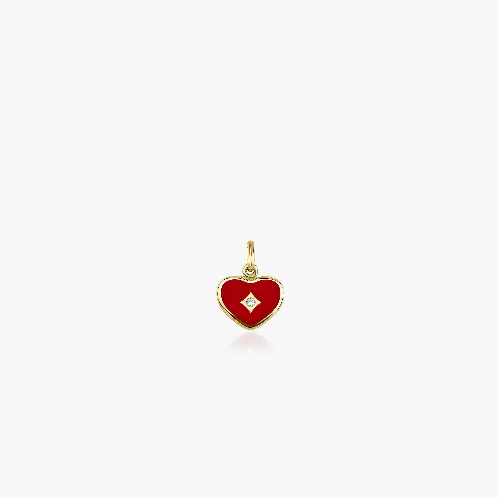 Mini Diamond Red Heart Pendant in 14K Gold