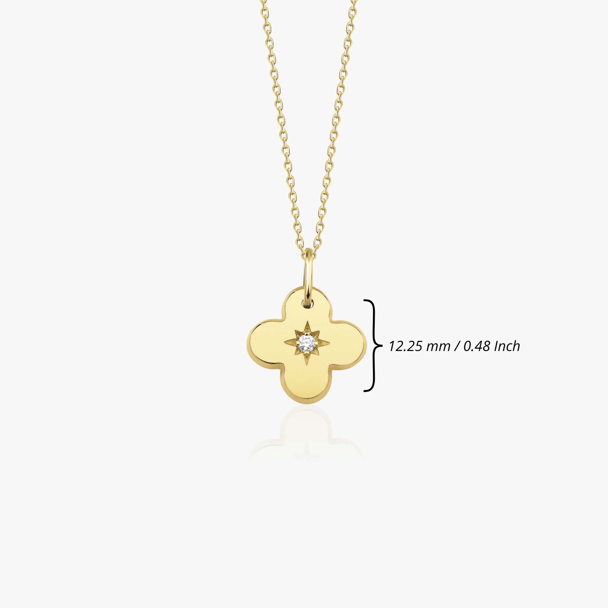 Mini Diamond Star Inlaid Clover Necklace in 14K Gold