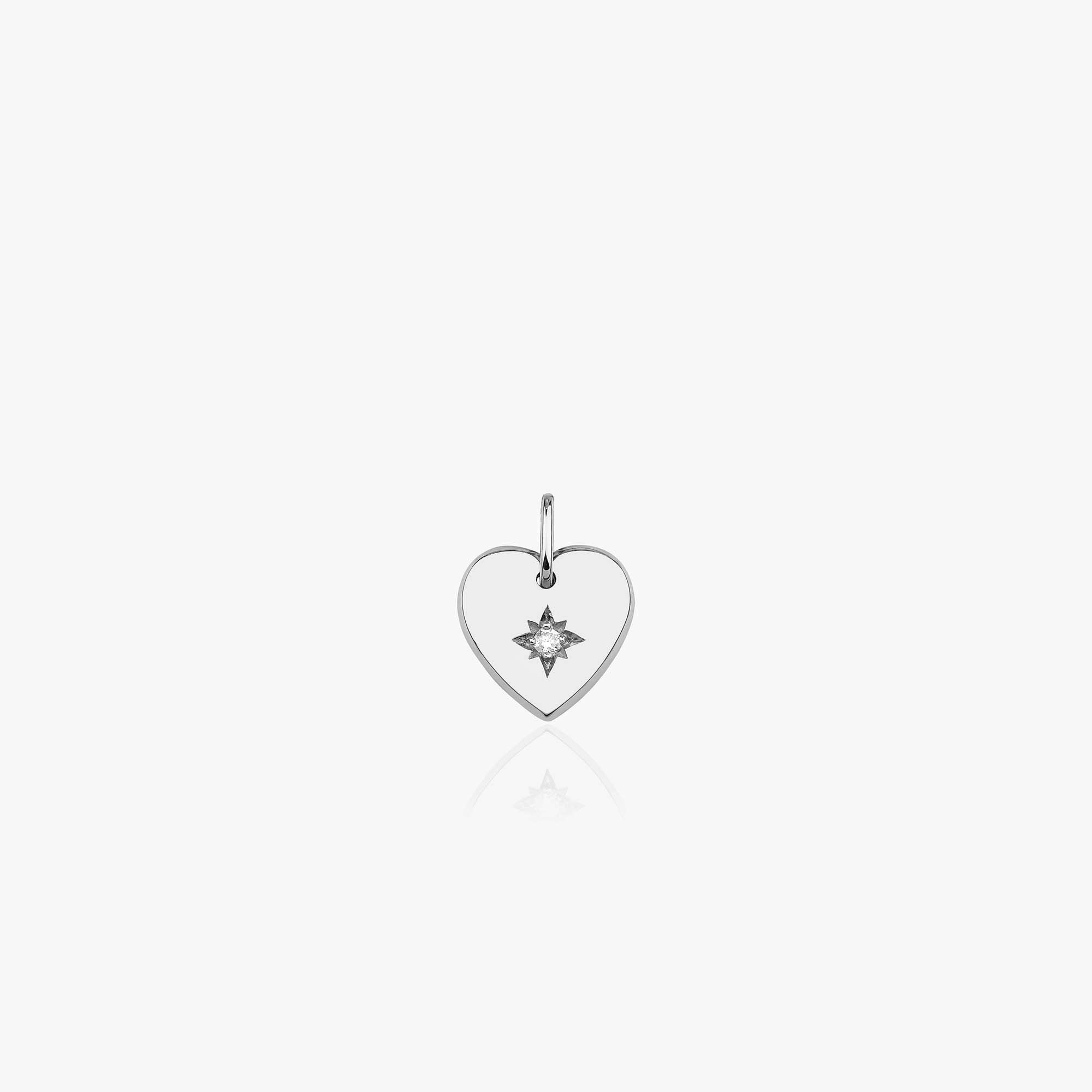 Mini Diamond Star Inlaid Heart Pendant in 14K Gold
